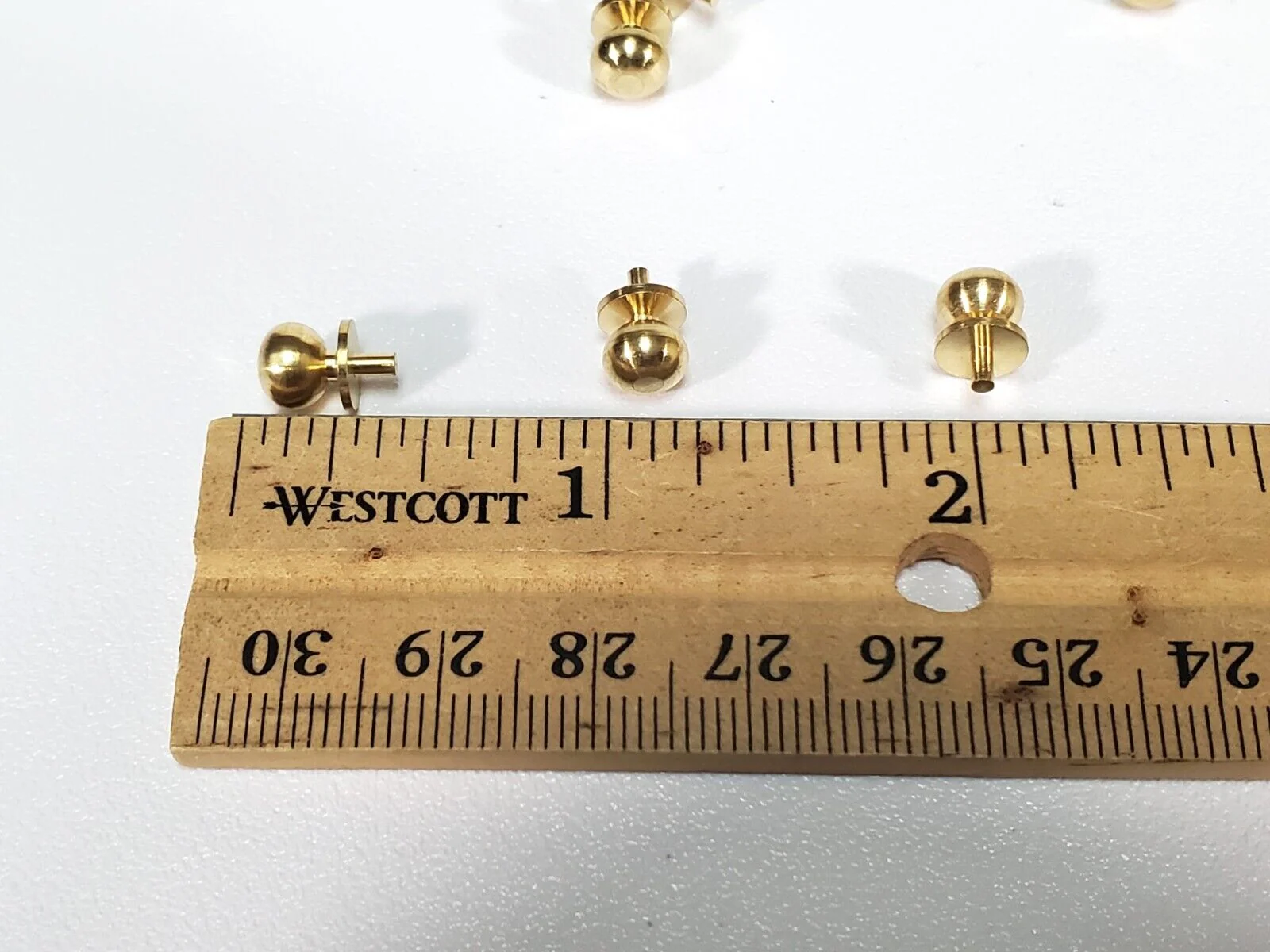Dollhouse Doorknobs Round Gold Brass Set of 6 Large Use in 1:12 or 1/6 Scale Miniatures - Image 2