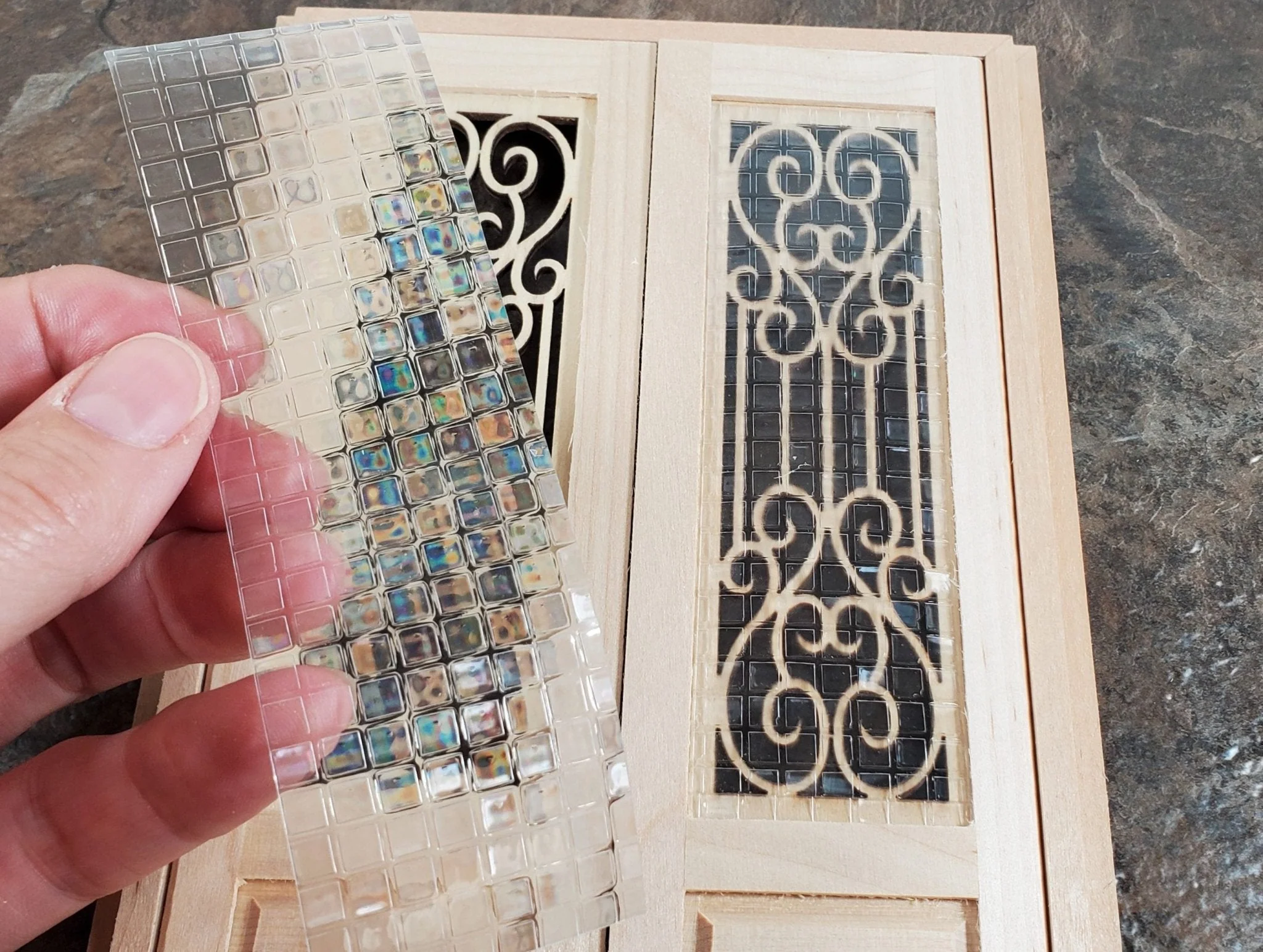 Dollhouse Double French Doors with Scroll Windows 1:12 Scale Miniature - Image 4