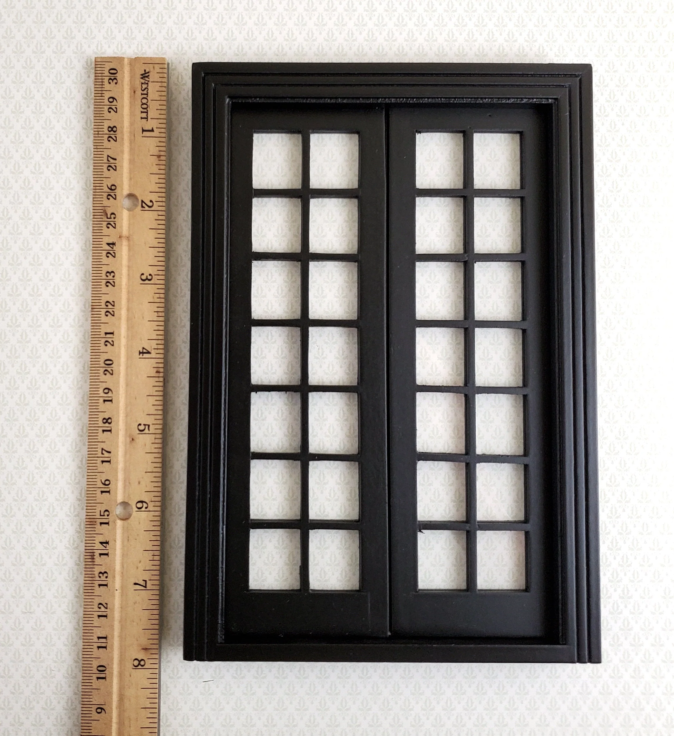Dollhouse Double French Doors with Windows BLACK 1:12 Scale Miniature Interior Exterior - Image 2