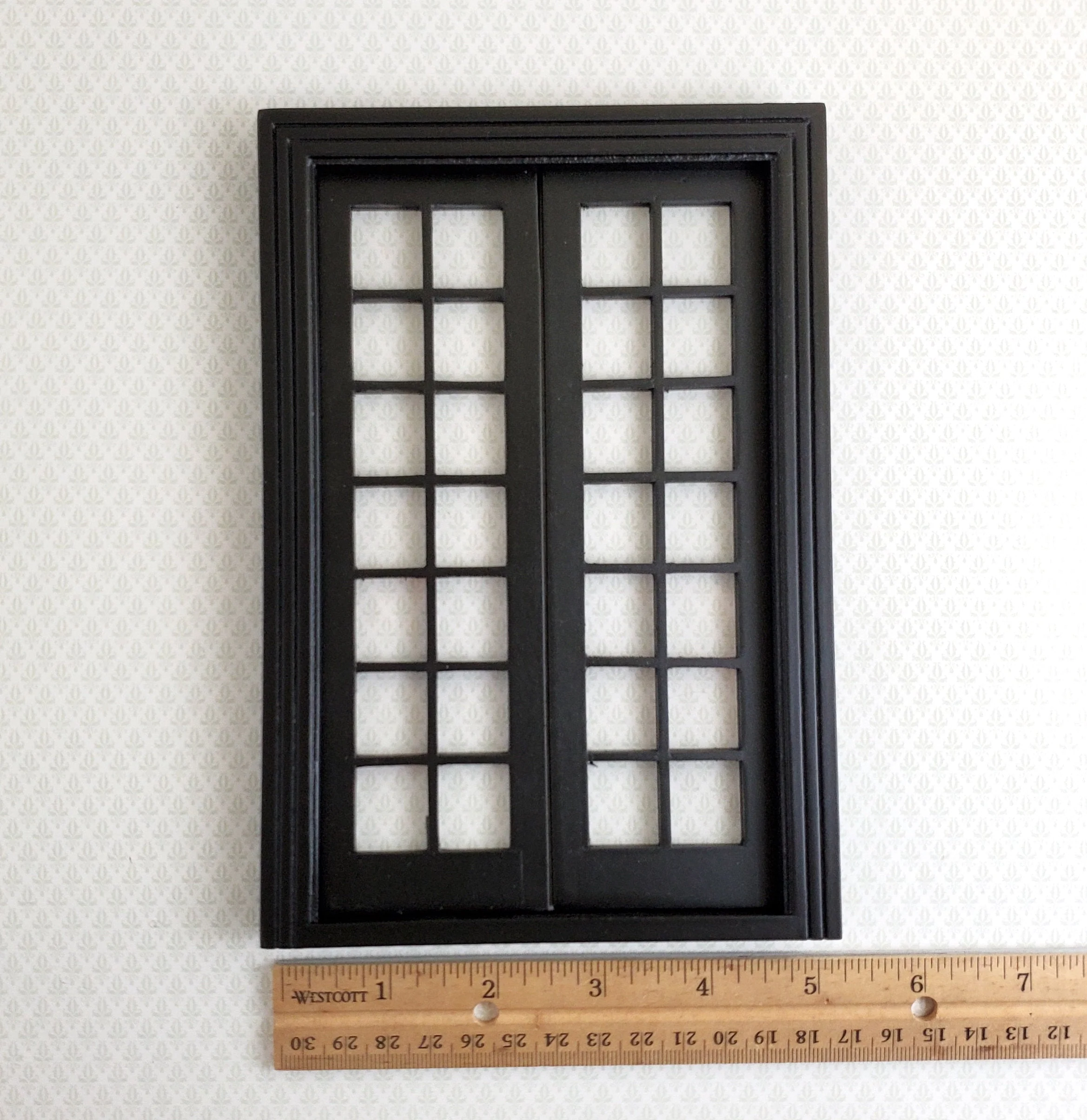 Dollhouse Double French Doors with Windows BLACK 1:12 Scale Miniature Interior Exterior - Image 3