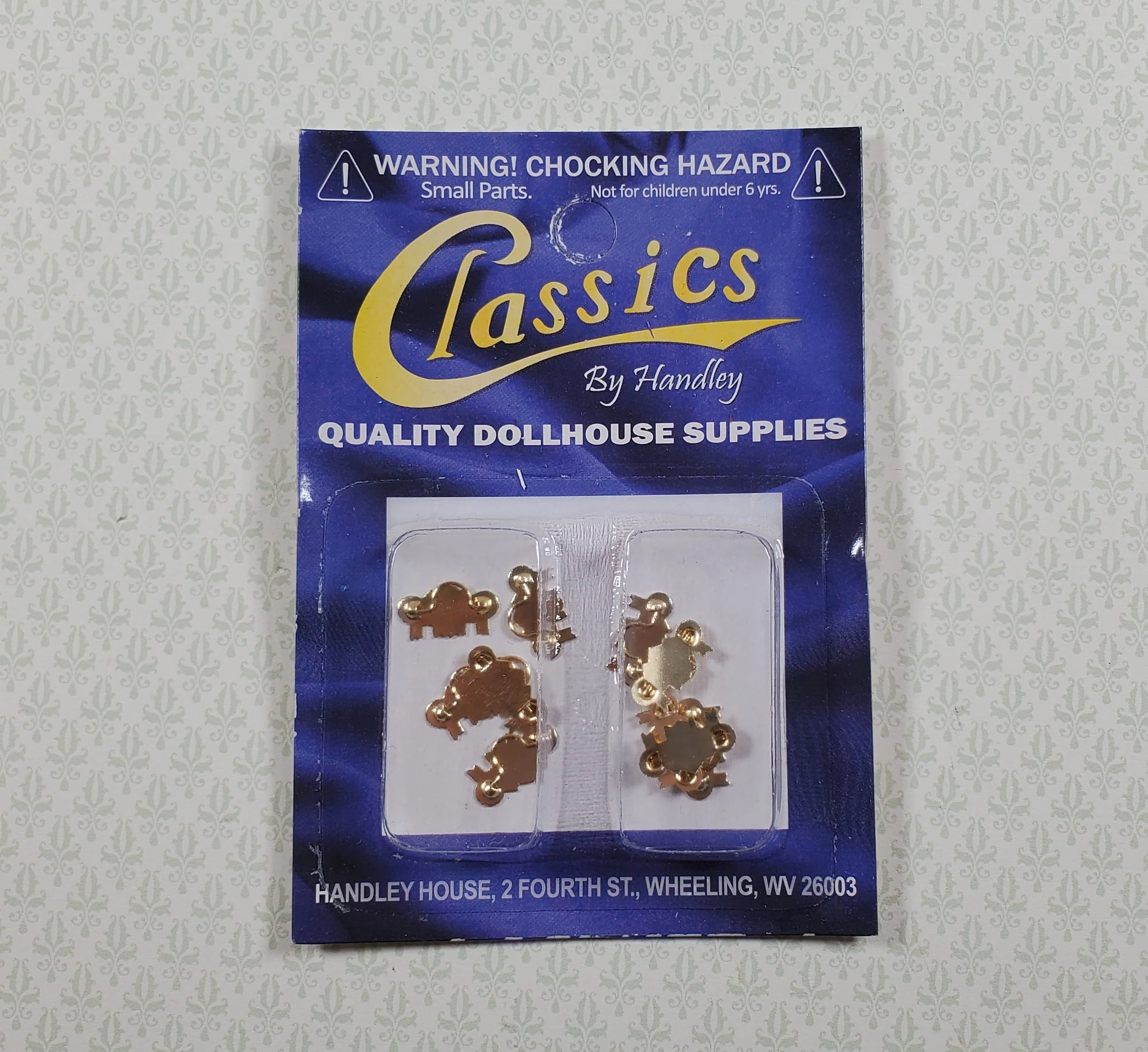Dollhouse Drawer Pulls Victorian Style Gold Metal 10 Pieces 1:12 Scale