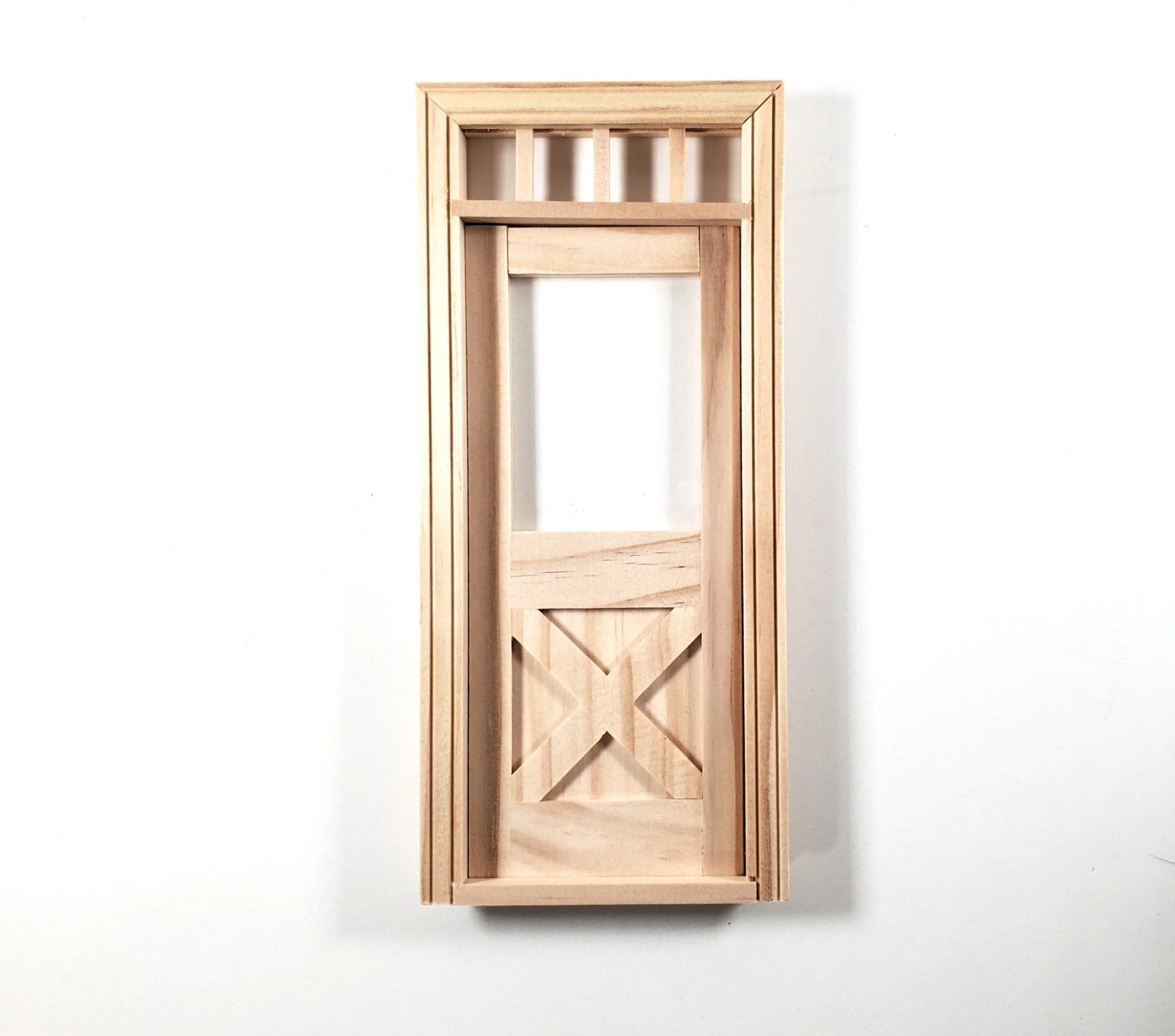 Dollhouse Exterior Door Crossbuck with Transom 1:12 Scale Houseworks #6012