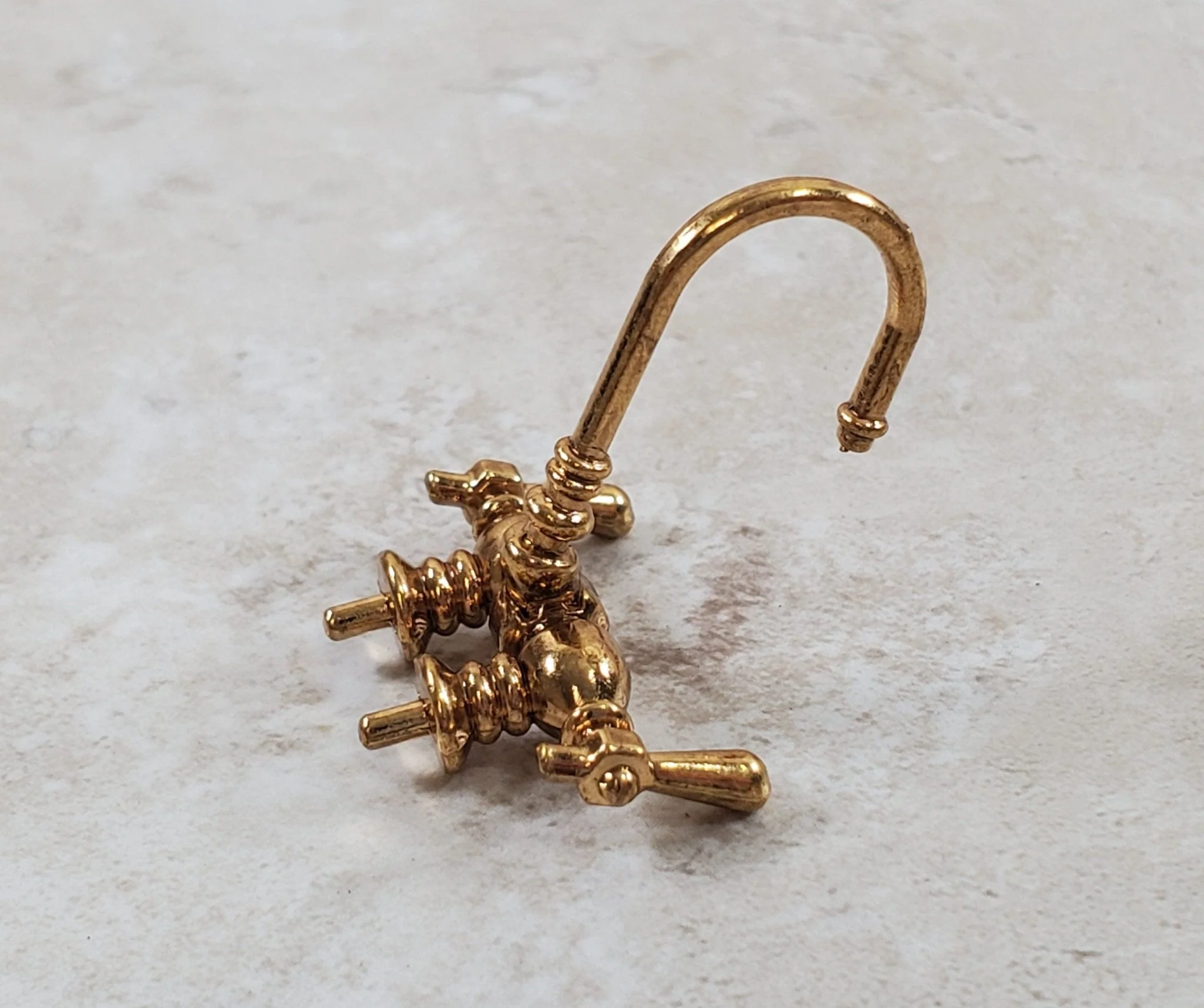 Dollhouse Faucet for Miniature Bathtubs 1:12 Scale Antique Gold Bathrooms