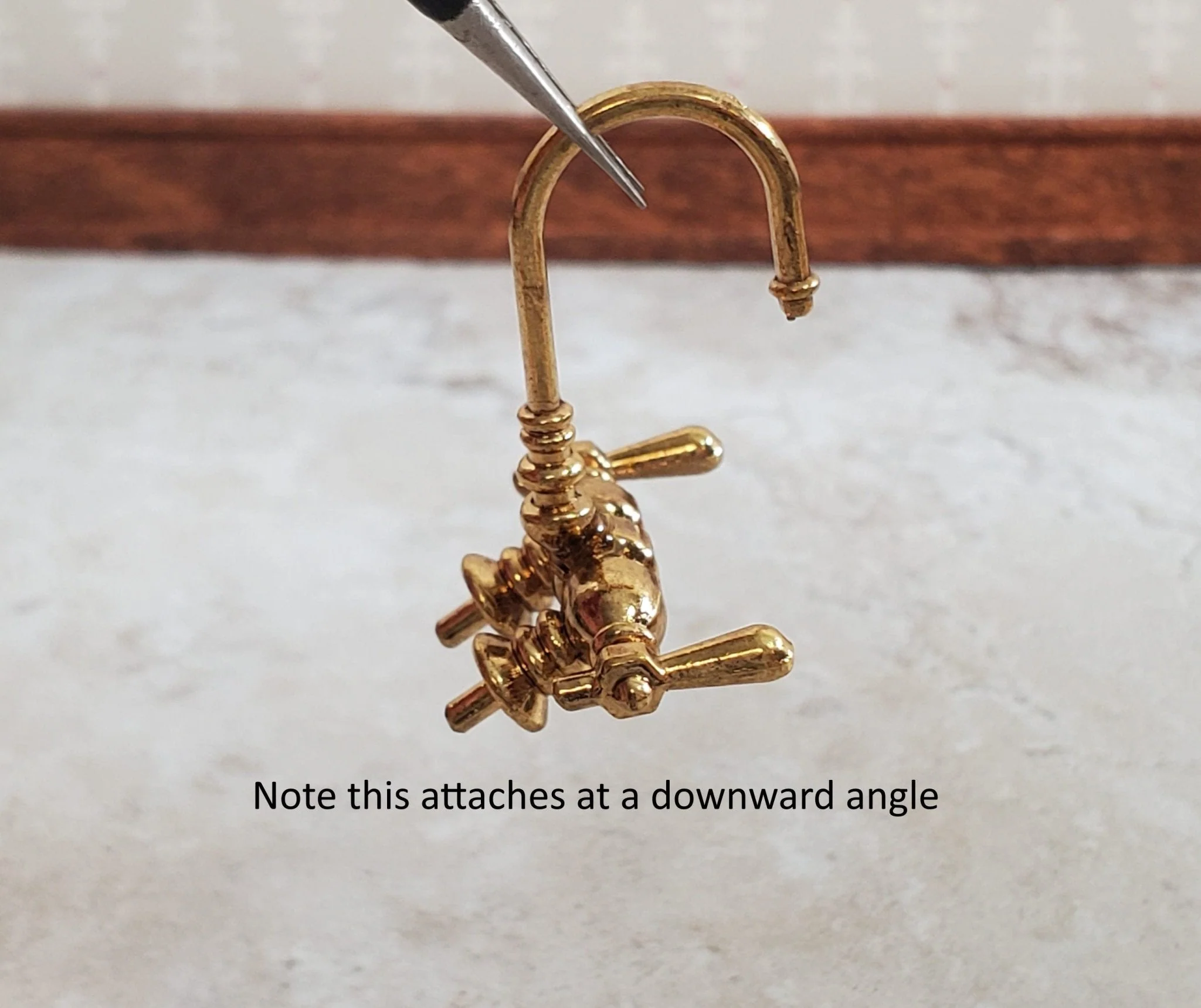 Dollhouse Faucet for Miniature Bathtubs 1:12 Scale Antique Gold Bathrooms - Image 2