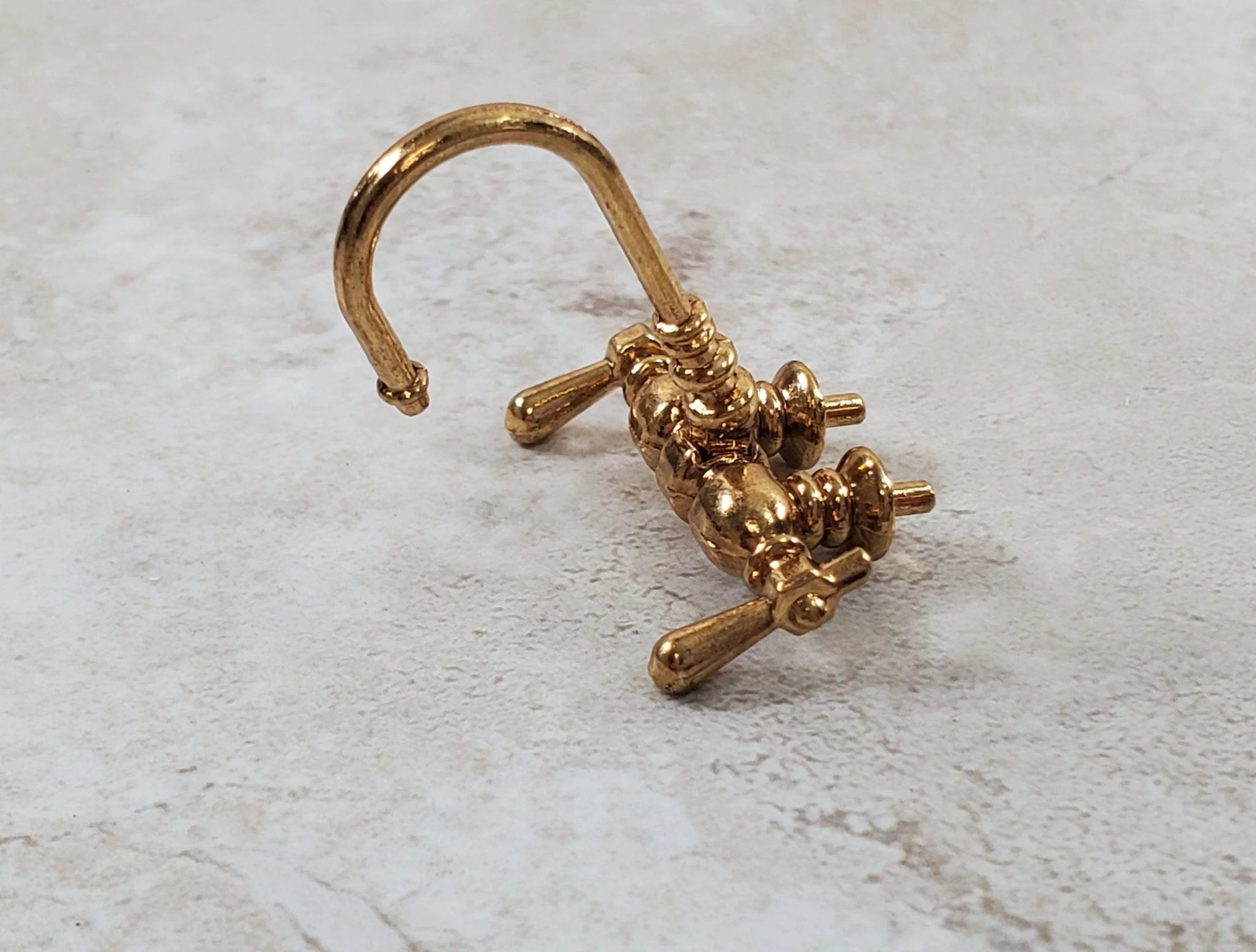 Dollhouse Faucet for Miniature Bathtubs 1:12 Scale Antique Gold Bathrooms - Image 3