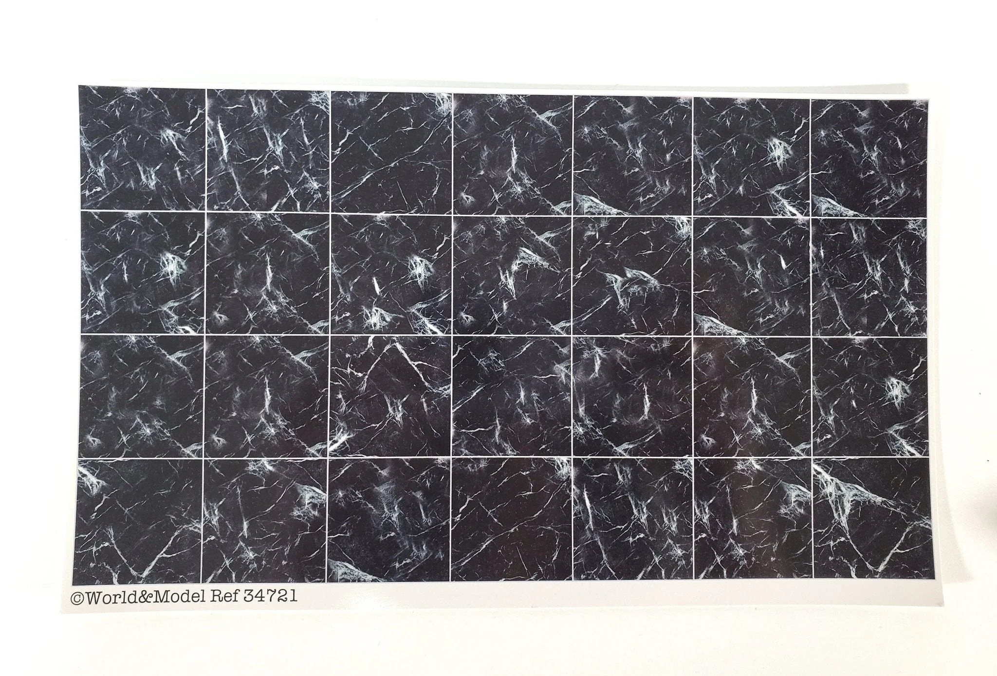 Dollhouse Faux Black Marble Tile Floor Card 1:12 Scale Miniature World Model