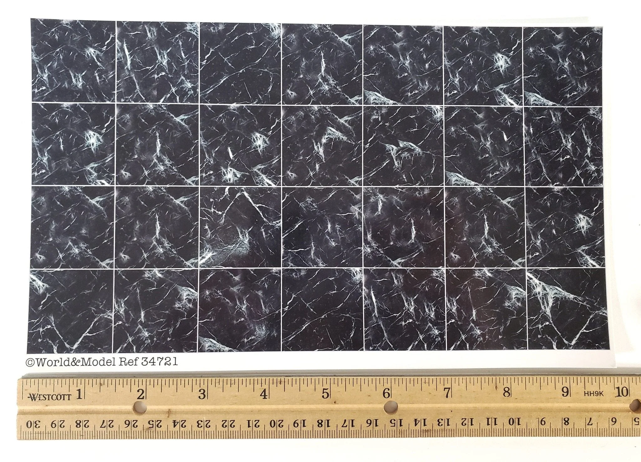 Dollhouse Faux Black Marble Tile Floor Card 1:12 Scale Miniature World Model - Image 3