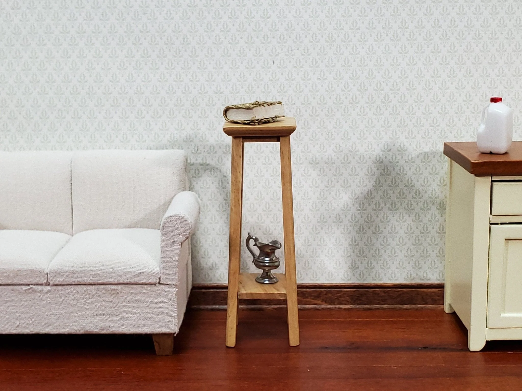 Dollhouse Fern or Plant Stand Tall Wood Light Oak Finish 1:12 Scale Miniature Furniture - Image 3