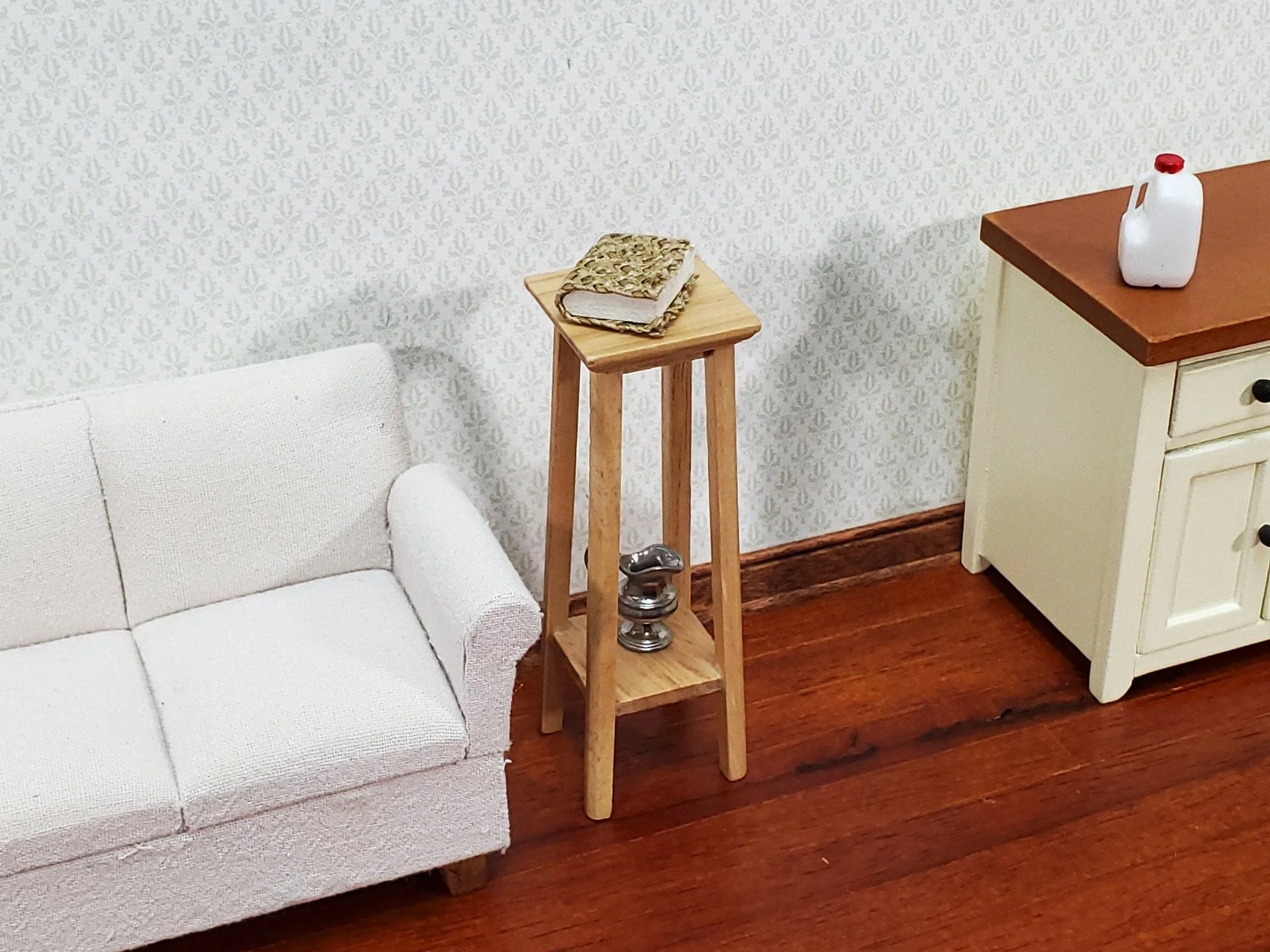 Dollhouse Fern or Plant Stand Tall Wood Light Oak Finish 1:12 Scale Miniature Furniture - Image 5