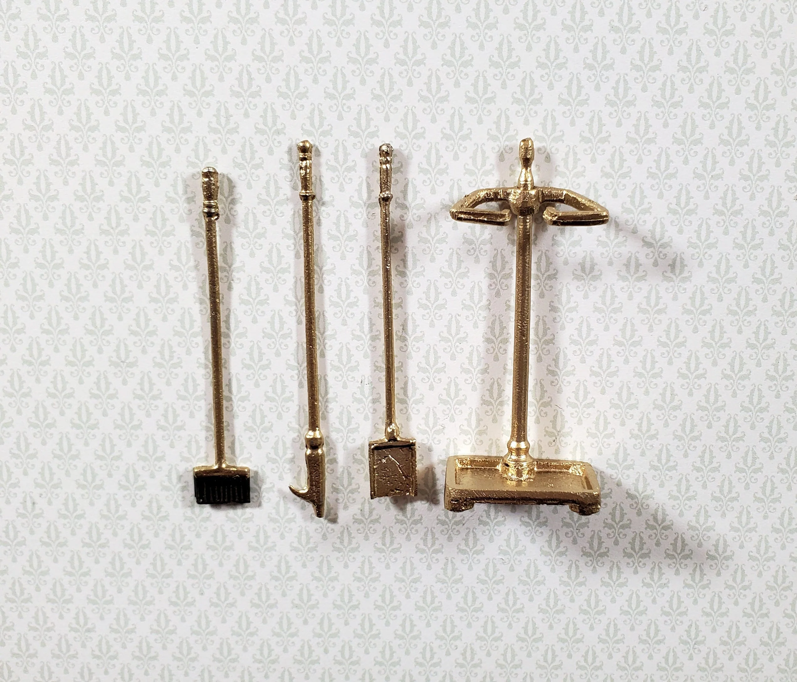 Dollhouse Fireplace Accessory Set Shovel Broom Poker GOLD 1:12 Scale Miniature - Image 3