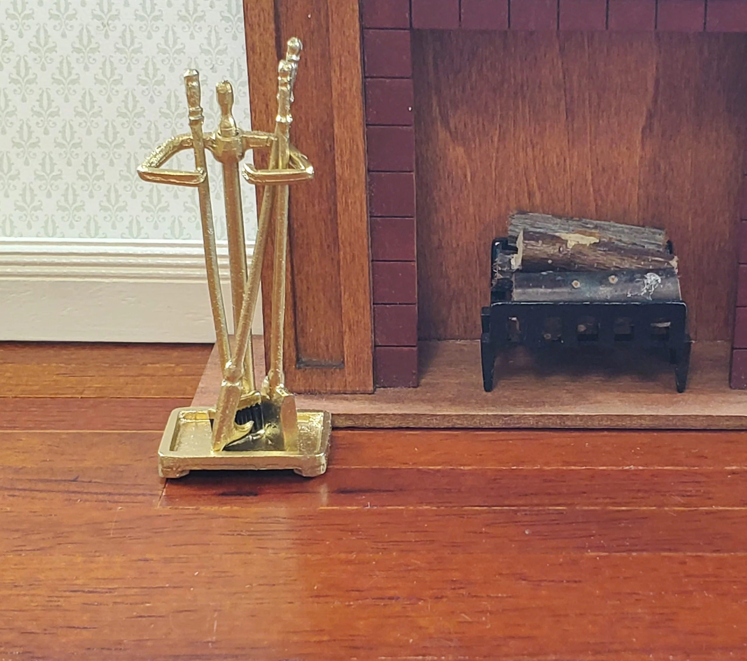 Dollhouse Fireplace Accessory Set Shovel Broom Poker GOLD 1:12 Scale Miniature - Image 4