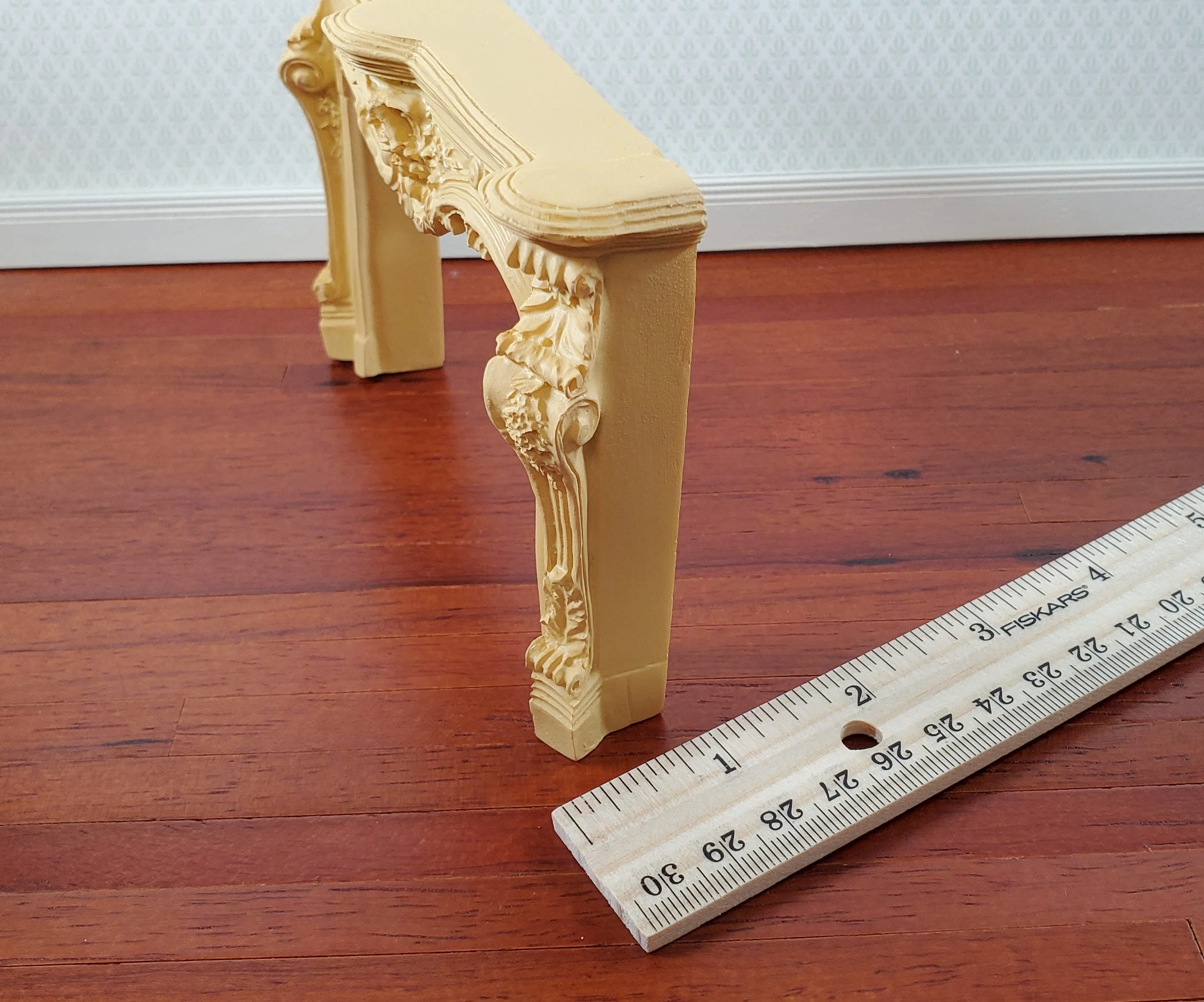 Dollhouse Fireplace Large Ornate Beige Dark Cream 1:12 Scale Miniature Furniture - Image 4