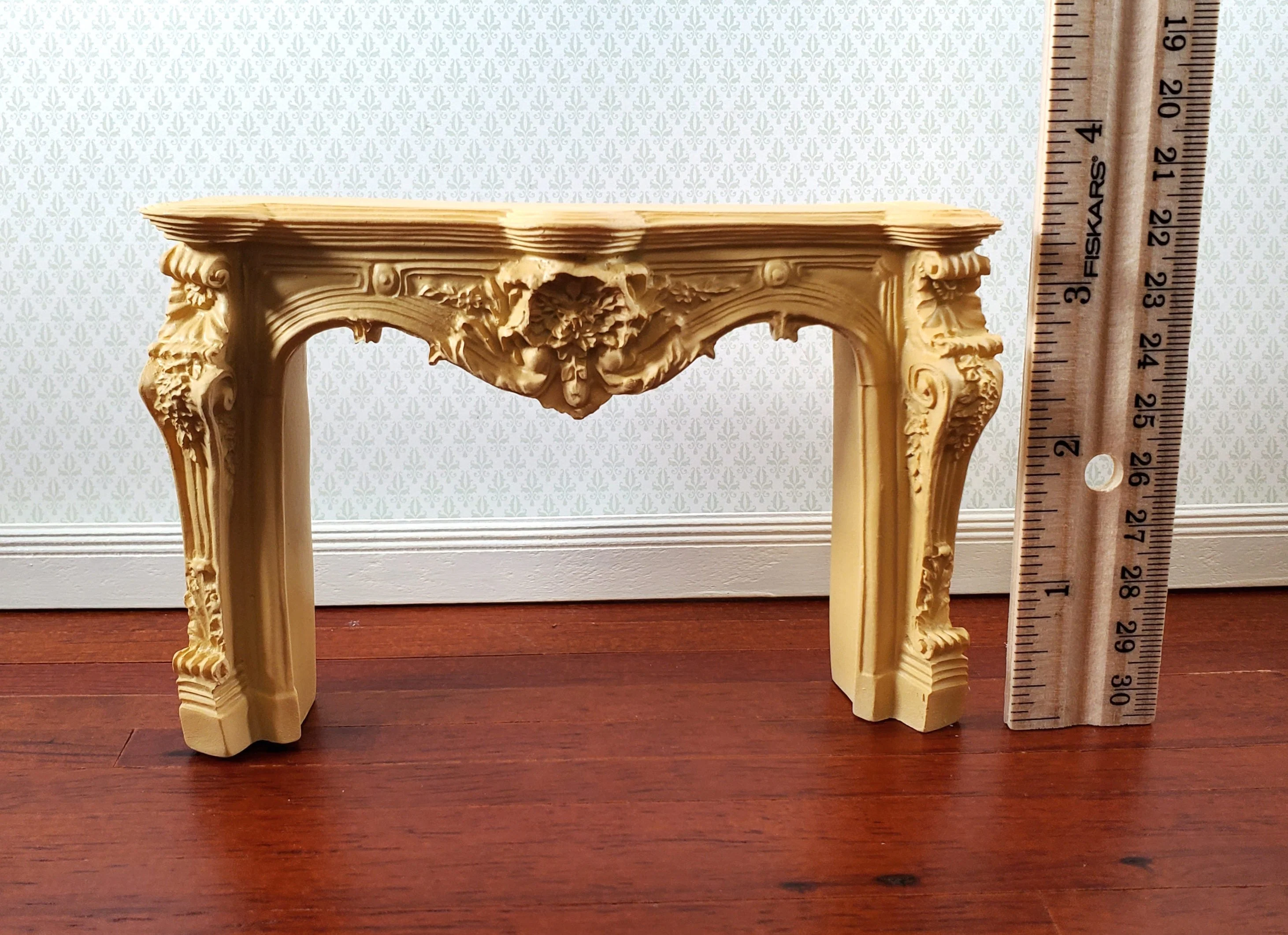 Dollhouse Fireplace Large Ornate Beige Dark Cream 1:12 Scale Miniature Furniture - Image 5