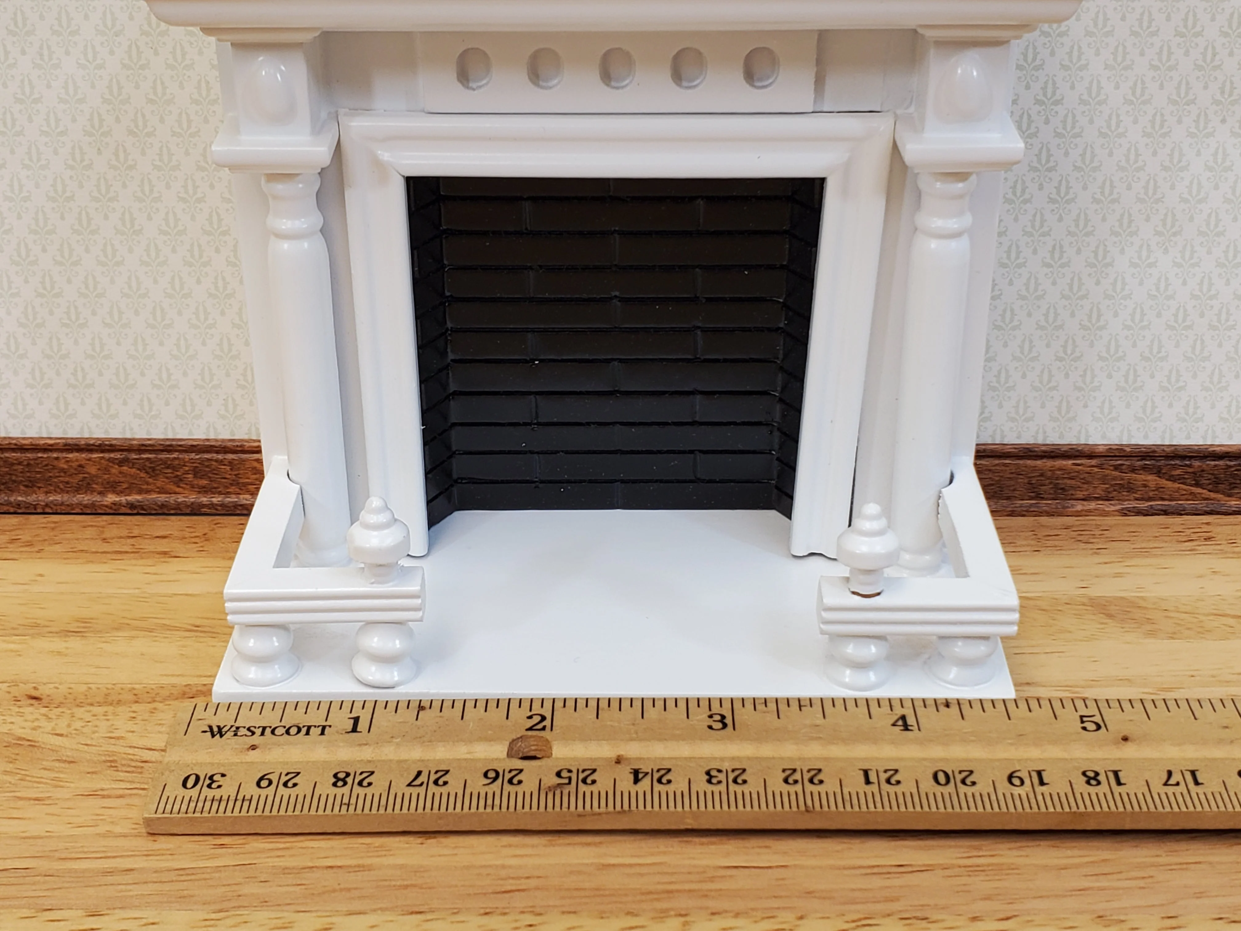 Dollhouse Fireplace Large with Mirror White Finish 1:12 Scale Miniature Furniture - Image 7