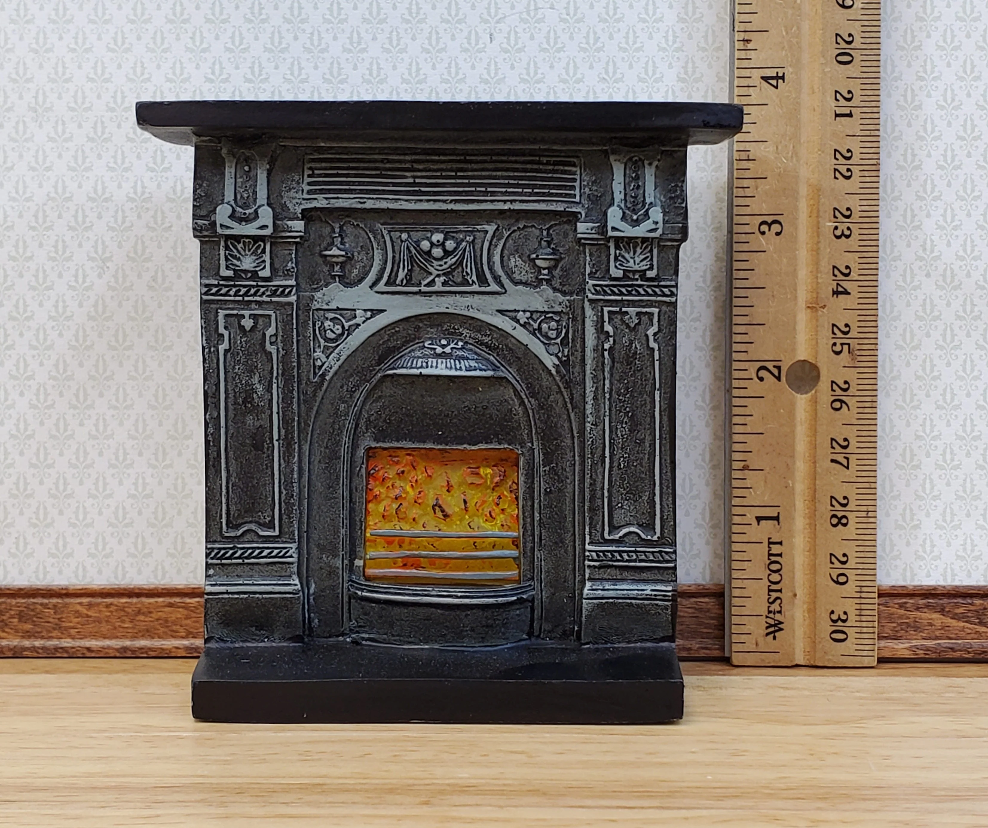 Dollhouse Fireplace with "Lit" Fire Victorian Style 1:12 Scale Miniature Furniture - Image 8