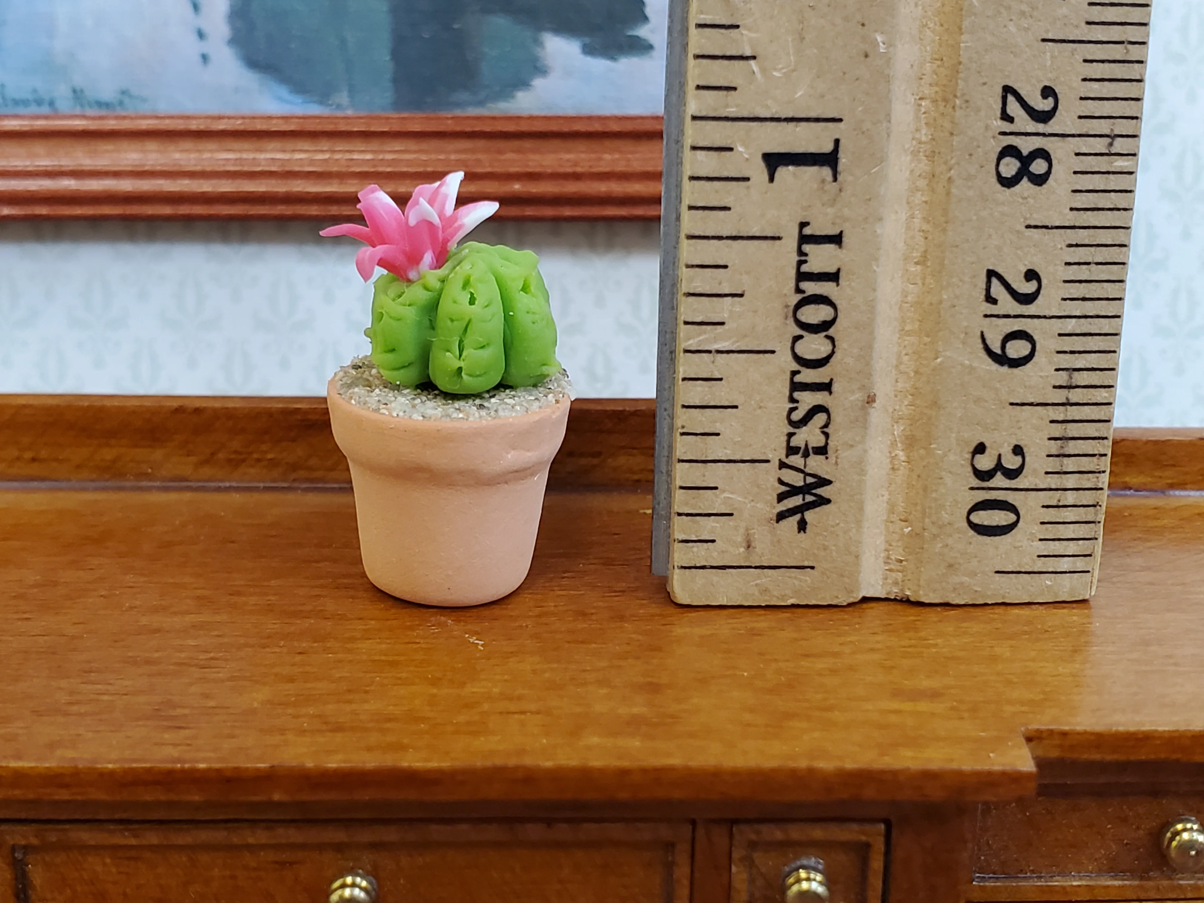 Dollhouse Flowering Cactus Plant in a Terra Cotta Planter 1:12 Scale Miniature Decor - Image 3