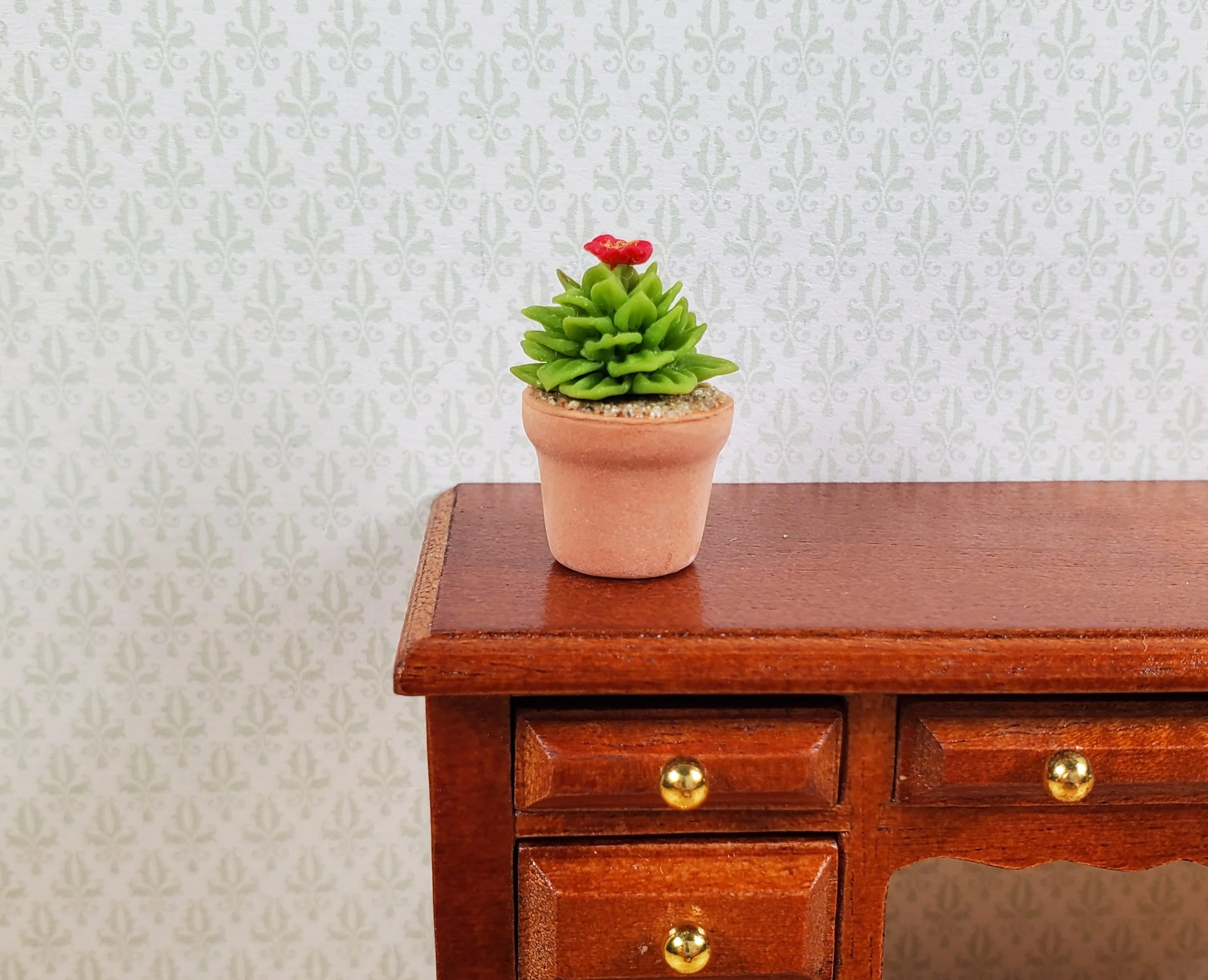 Dollhouse Flowering Cactus Plant in a Terra Cotta Pot 1:12 Scale Miniature - Image 2