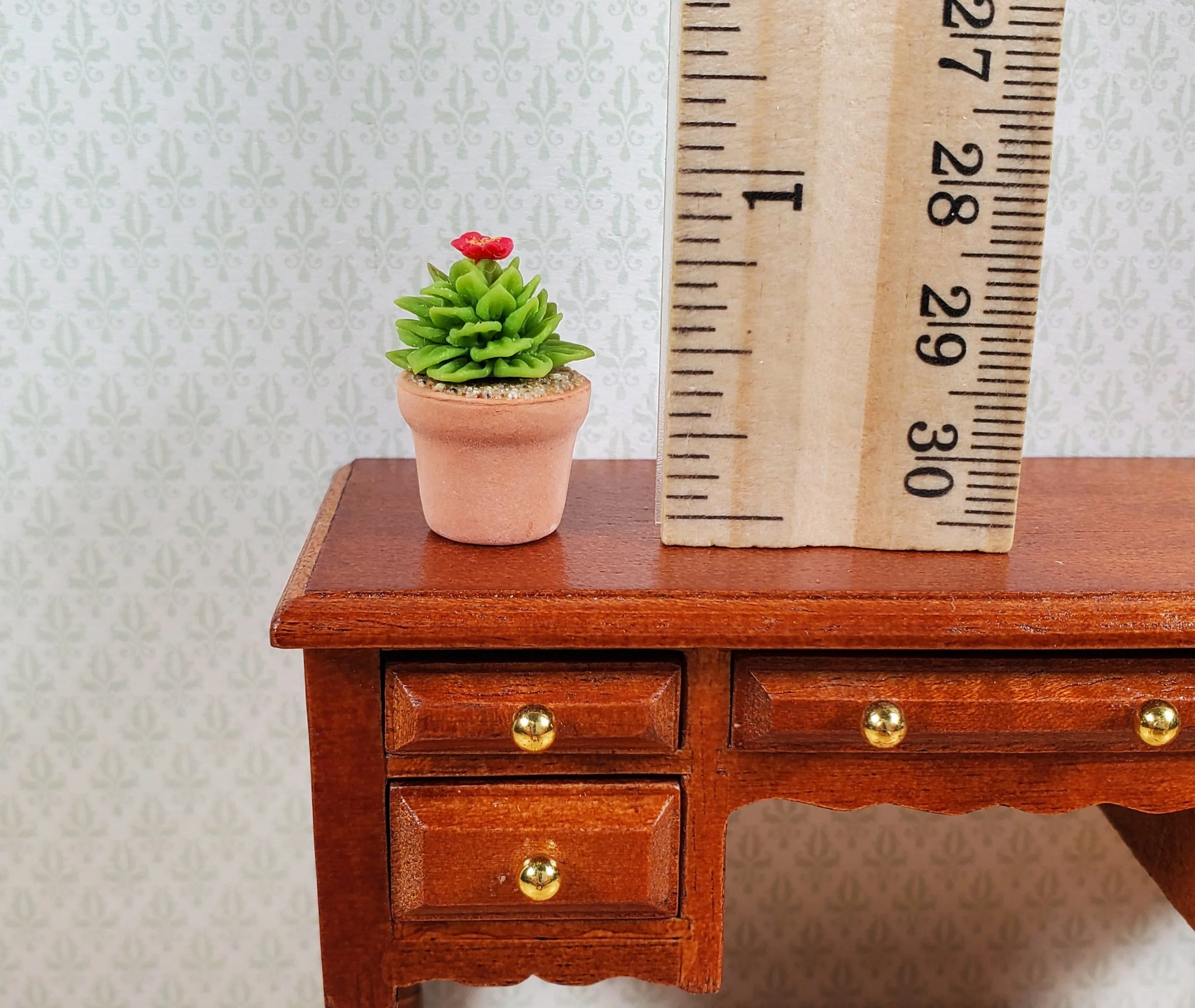 Dollhouse Flowering Cactus Plant in a Terra Cotta Pot 1:12 Scale Miniature - Image 3