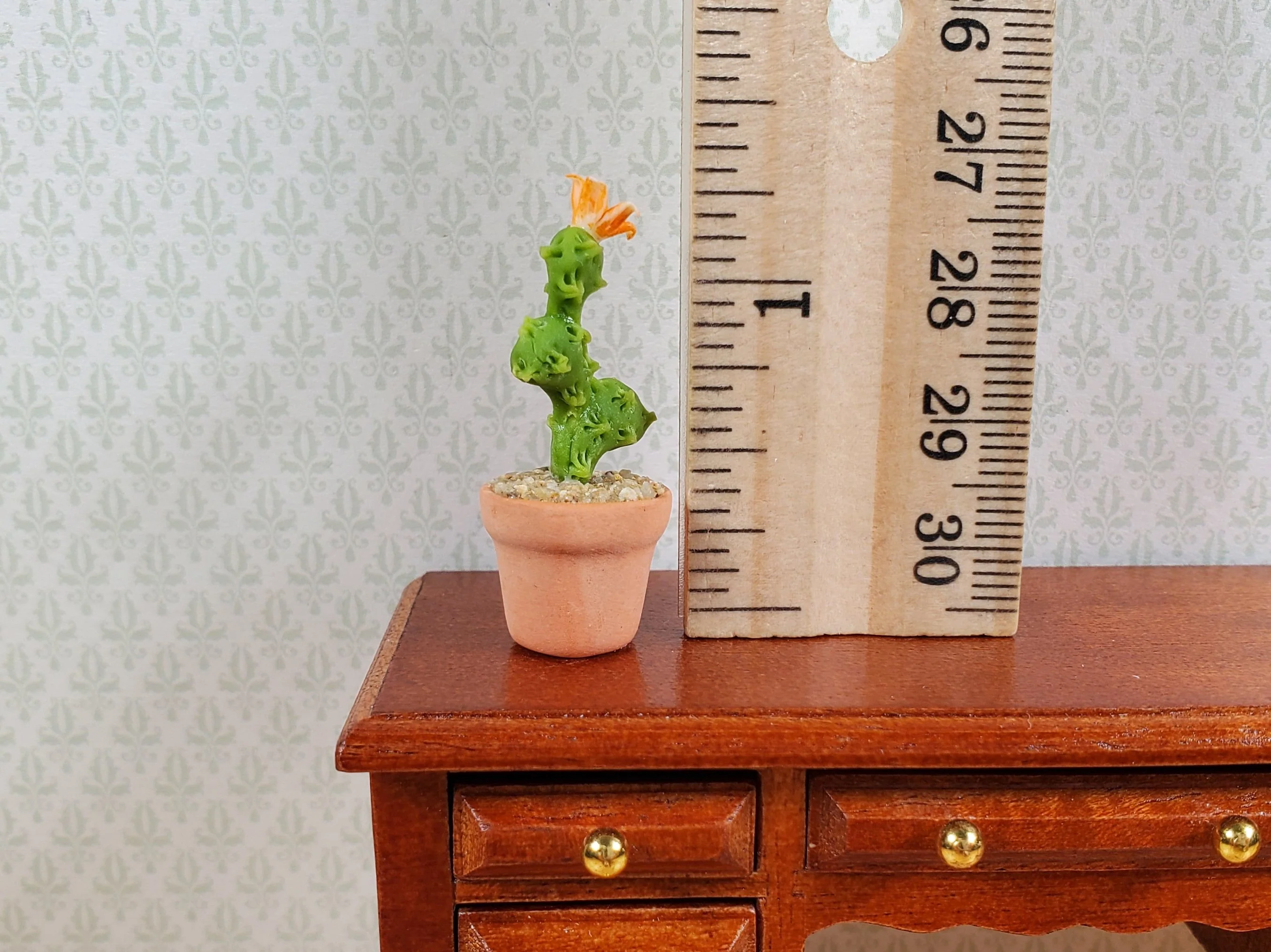 Dollhouse Flowering Cactus Plant in a Terra Cotta Pot 1:12 Scale Miniature - Image 3