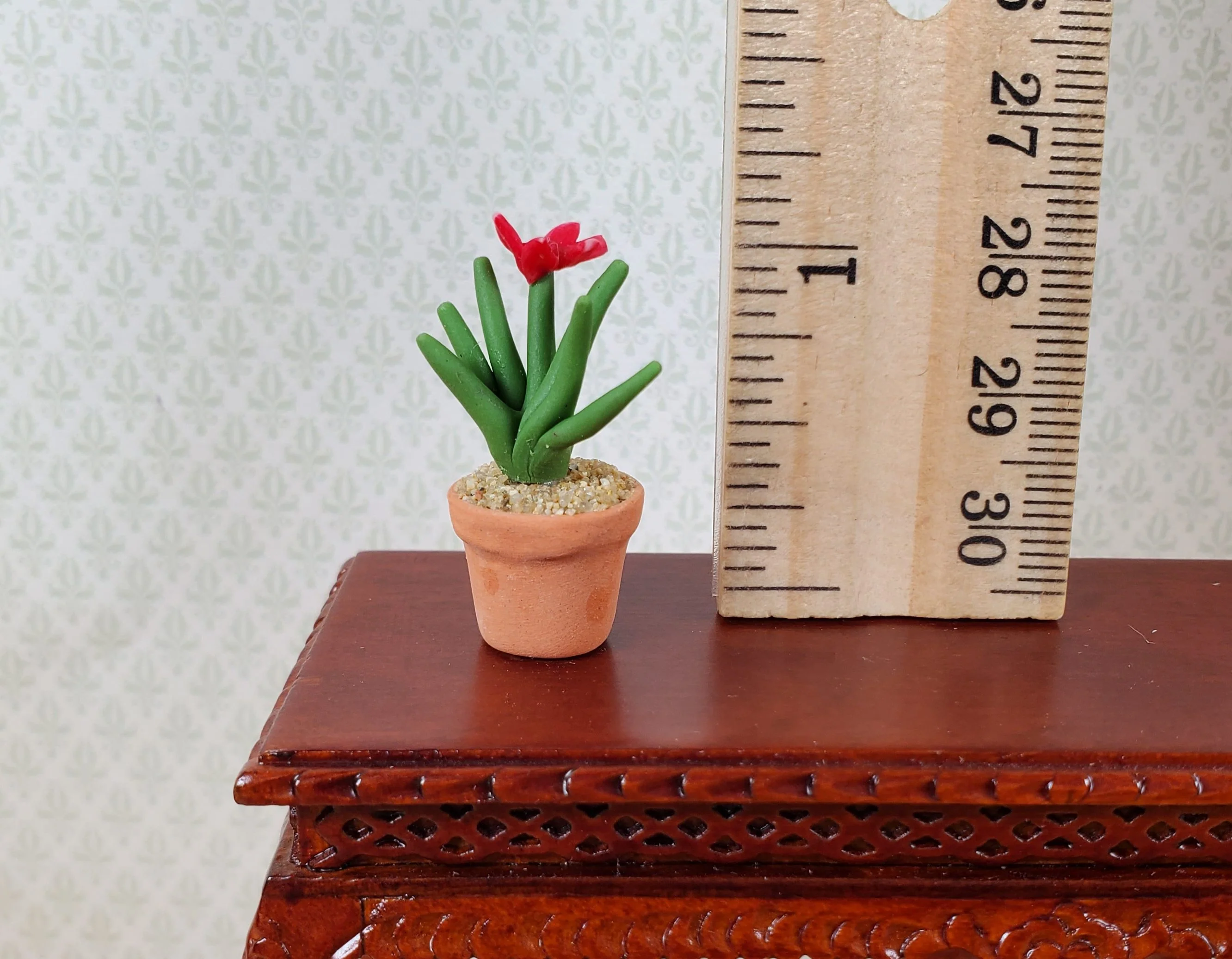 Dollhouse Flowering Spiky Cactus Plant in a Terra Cotta Pot 1:12 Scale Miniature - Image 3