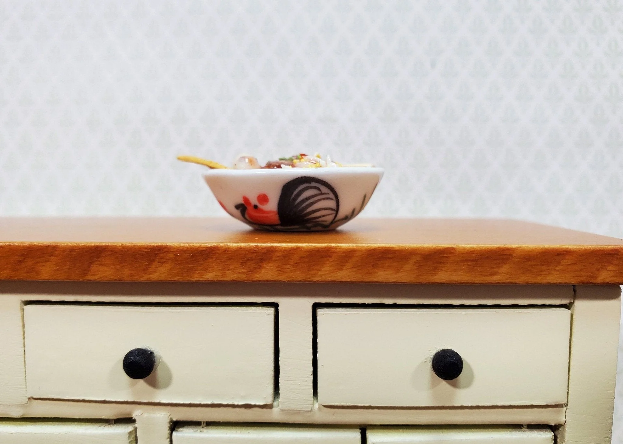 Dollhouse Food Bowl of Noodles LARGE in Decorative Bowl Miniature Kitchen - Image 3