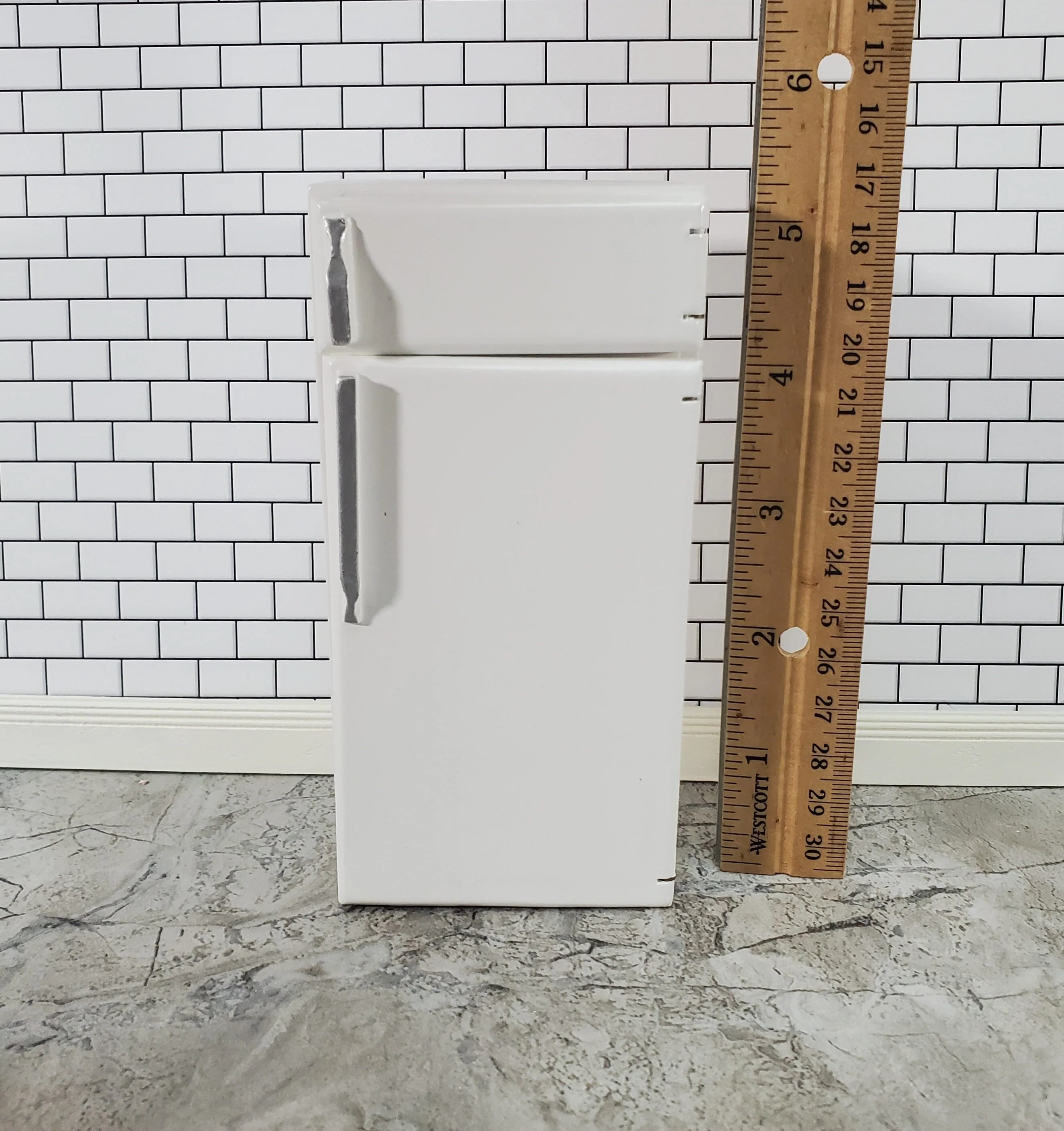 Dollhouse Fridge Modern Refrigerator Freezer White 2 Door 1:12 Scale Miniature - Image 5