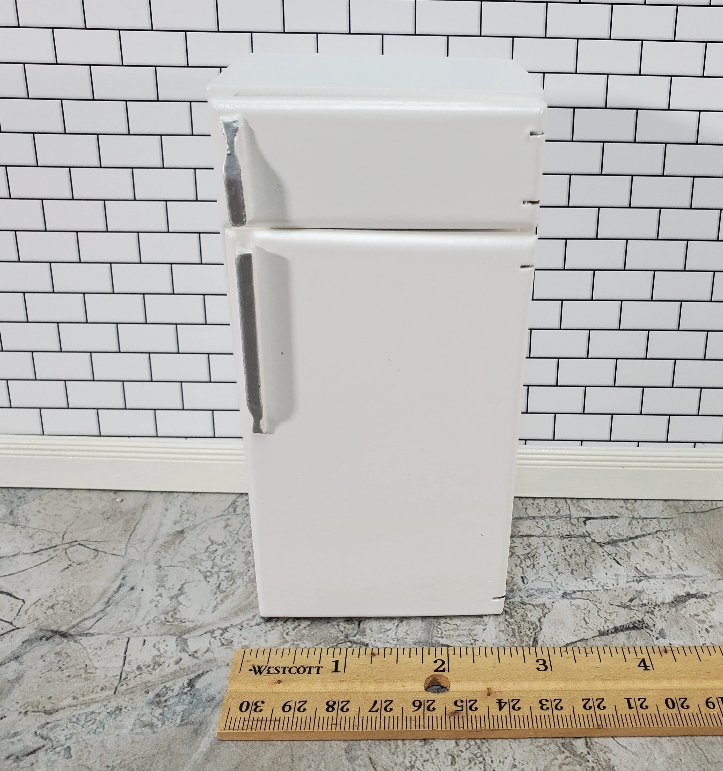 Dollhouse Fridge Modern Refrigerator Freezer White 2 Door 1:12 Scale Miniature - Image 6
