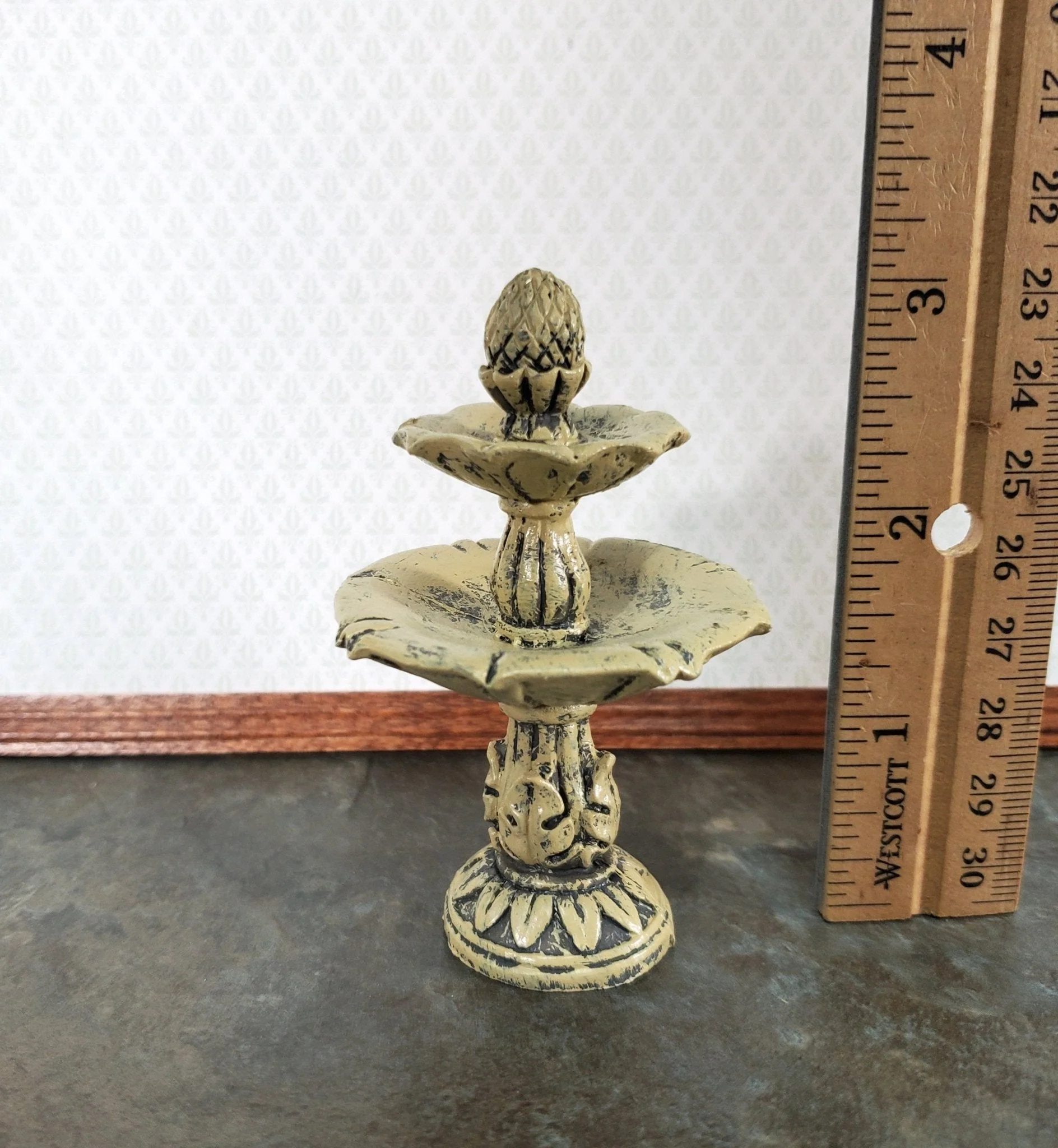 Dollhouse Garden Fountain Bird Bath Fairy Garden 1:12 Scale Miniature Decor - Image 3