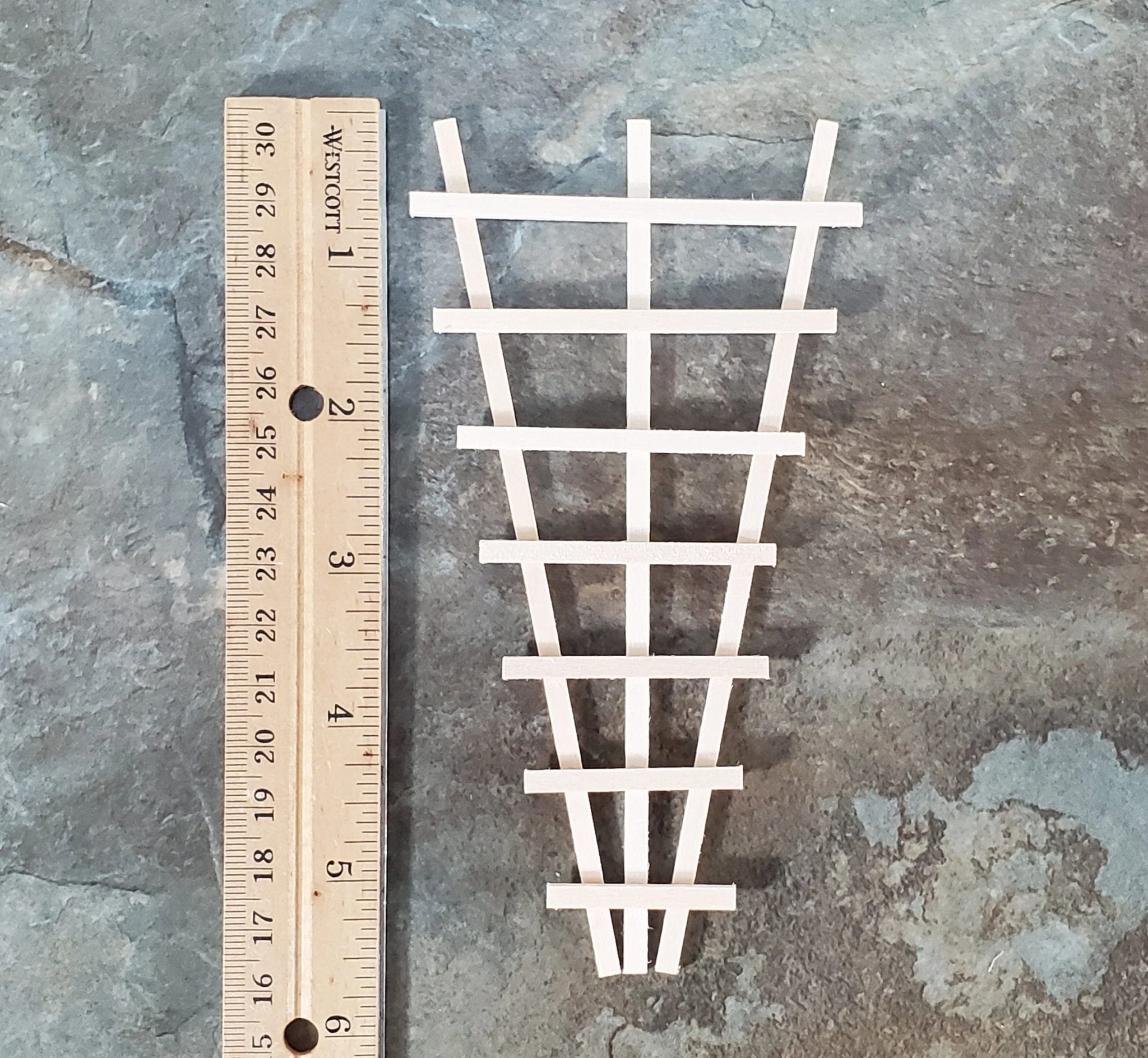 Dollhouse Garden Trellis for Flowers V Shaped Unpainted Wood 5 5/8" Tall Miniature - Image 2