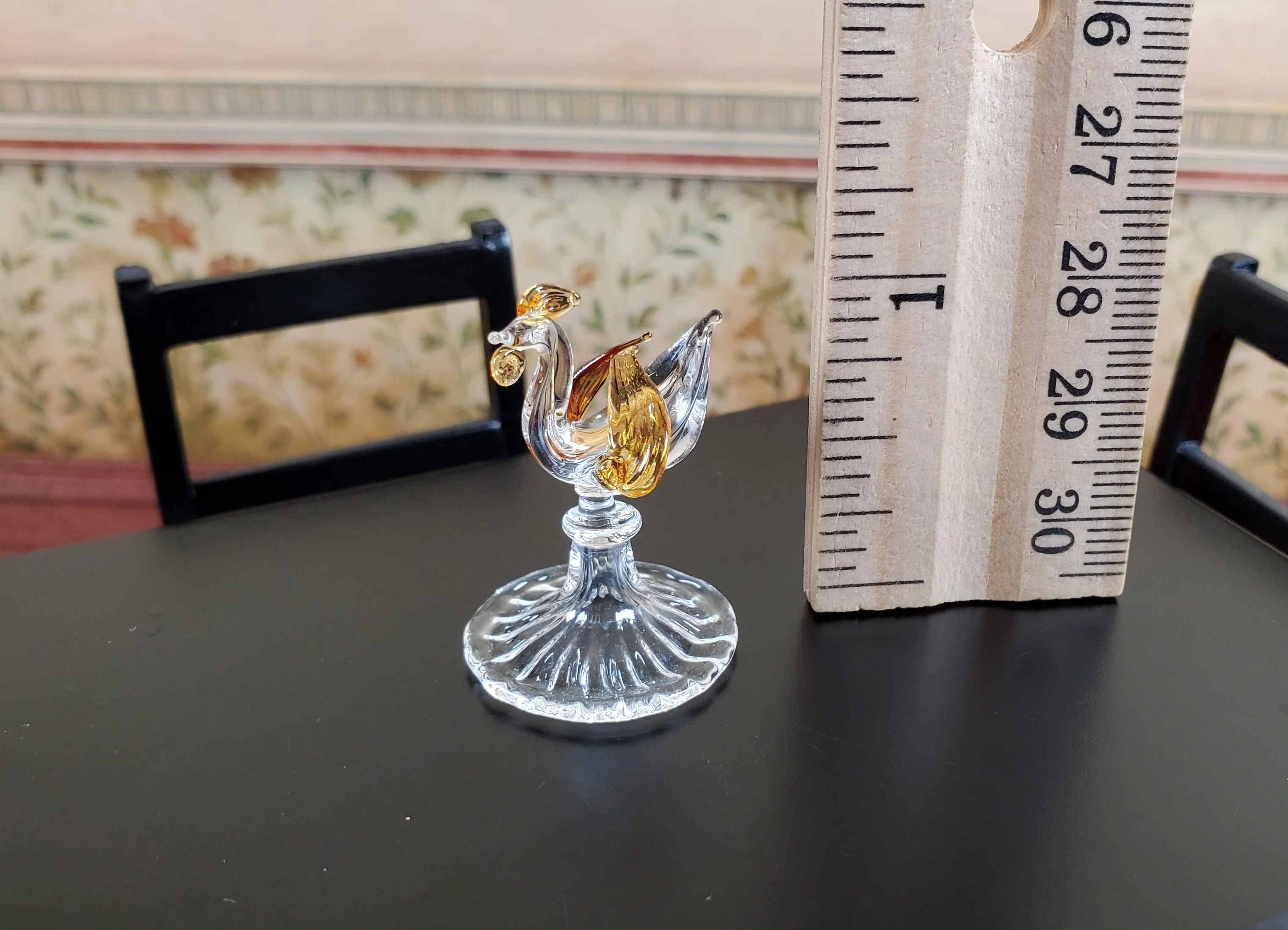 Dollhouse Glass Rooster Centerpiece Sculpture 1:12 Scale Miniature - Image 3