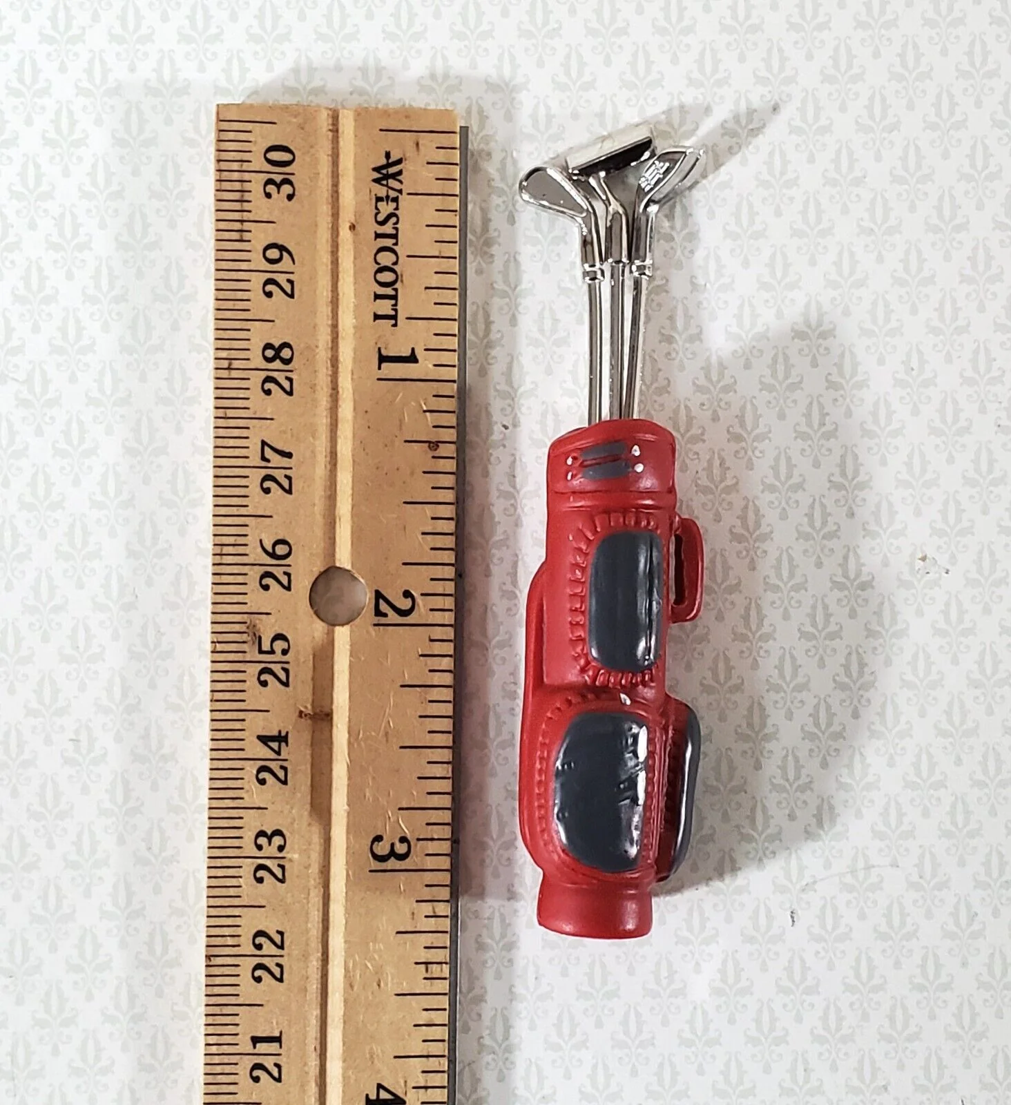 Dollhouse Golf Clubs with Bag Set of 3 Clubs 2 1/2" Long Miniature Accessory - Image 3