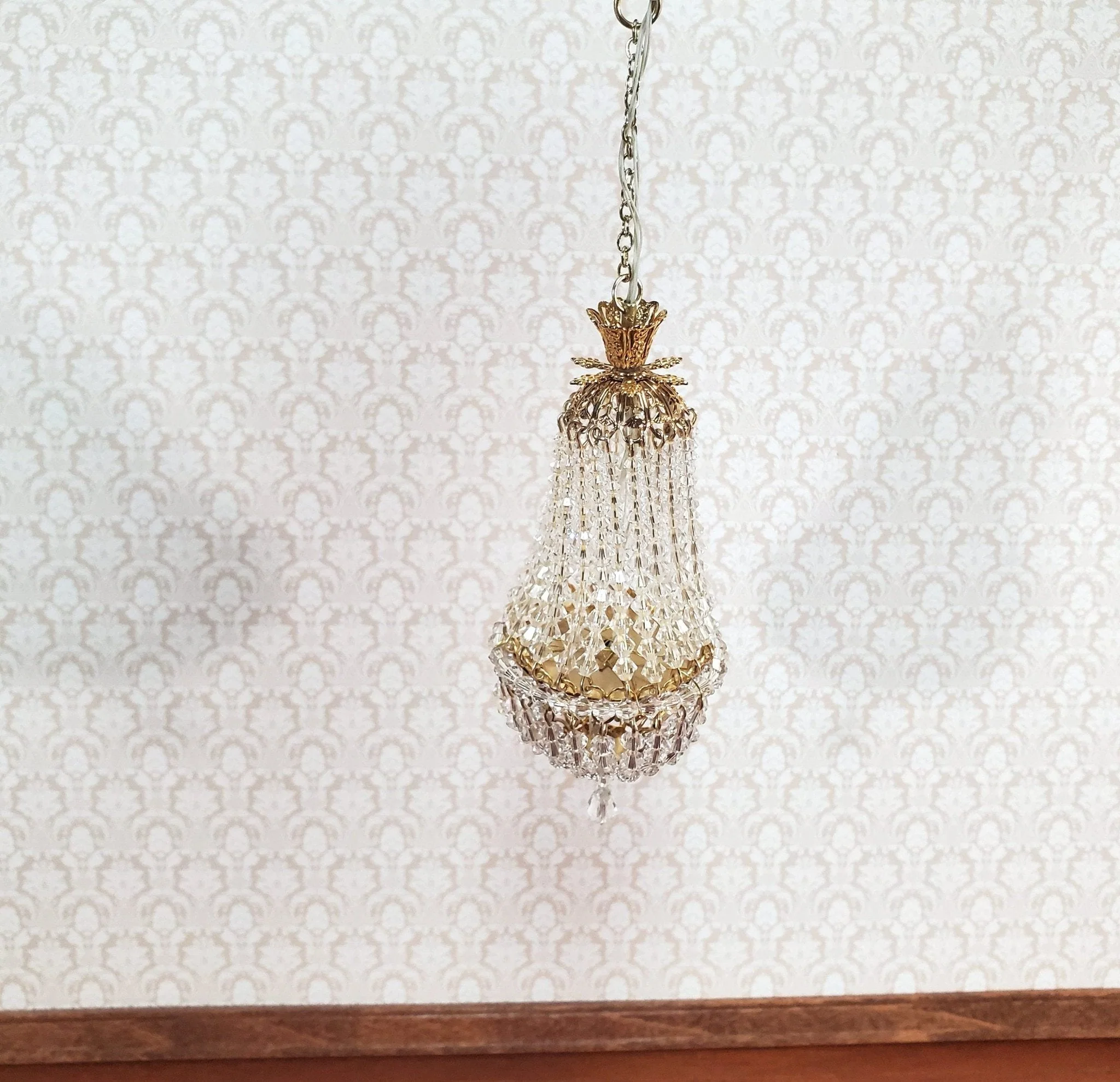 Dollhouse Grand Chandelier "Chloe" Real Glass Crystals 12 Volt 1:12 Scale Miniature - Image 4