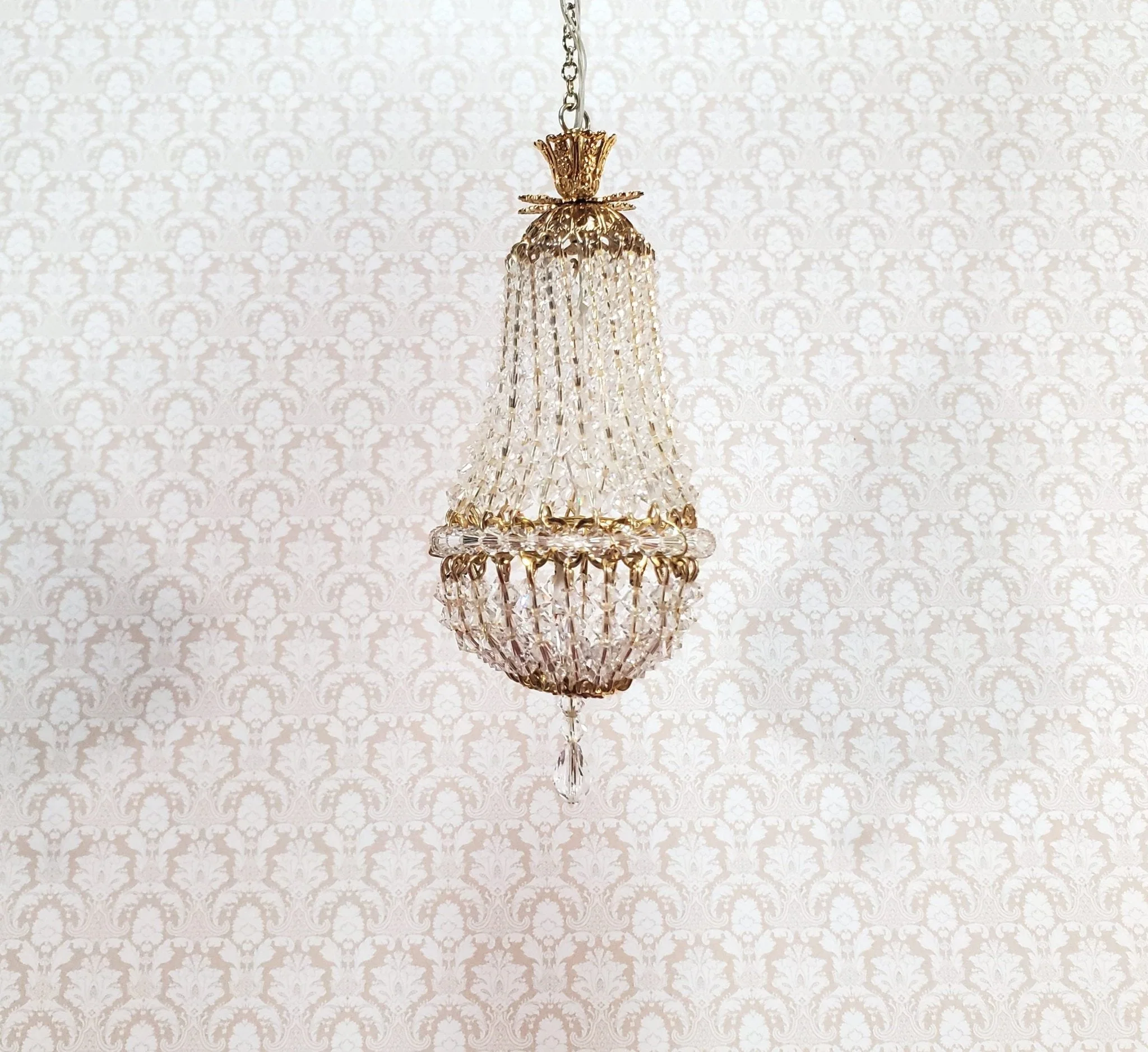 Dollhouse Grand Chandelier "Chloe" Real Glass Crystals 12 Volt 1:12 Scale Miniature - Image 6