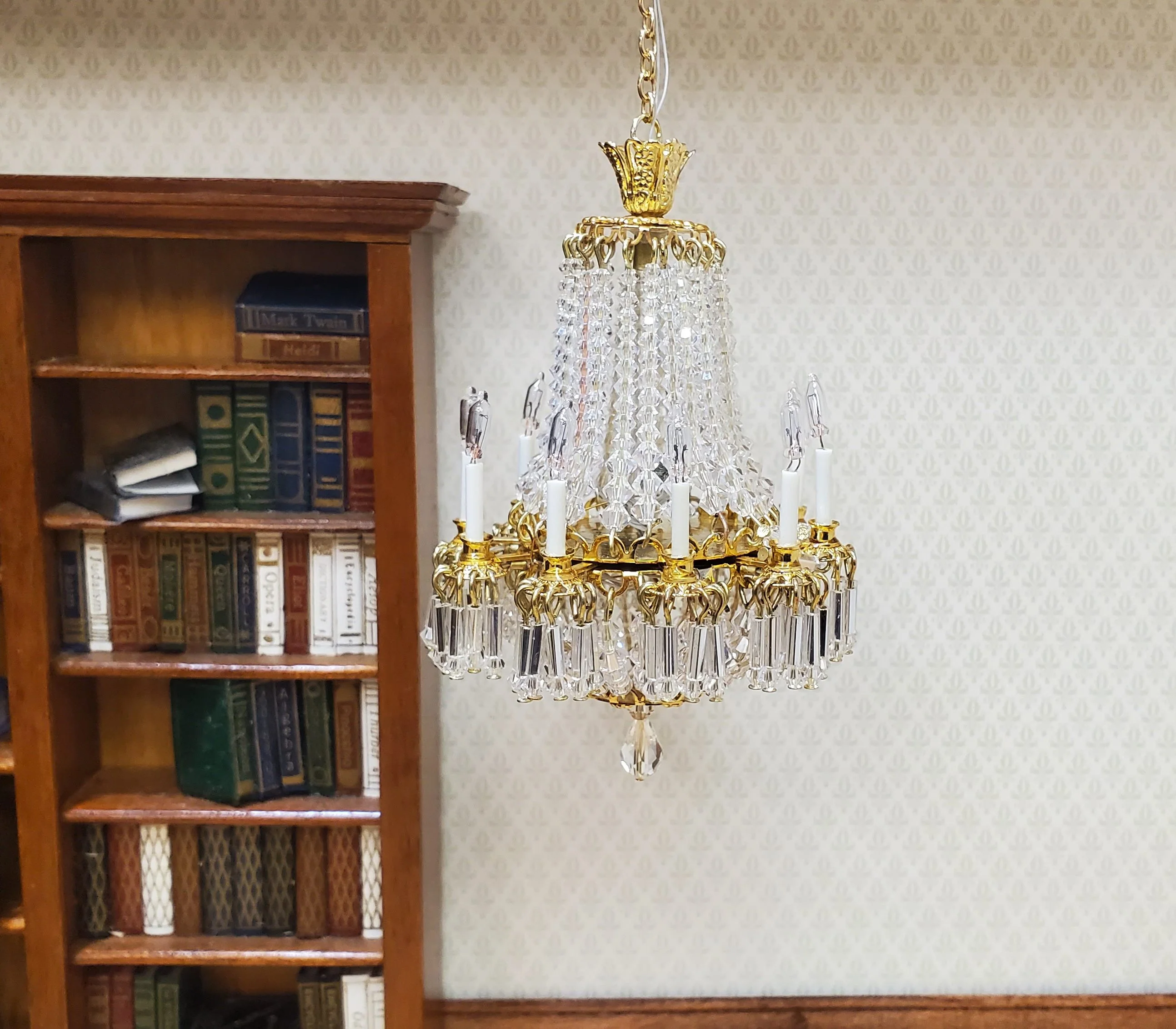 Dollhouse Grand Crystal Chandelier 10 Arm Real Glass 12 Volt 1:12 Scale - Image 5
