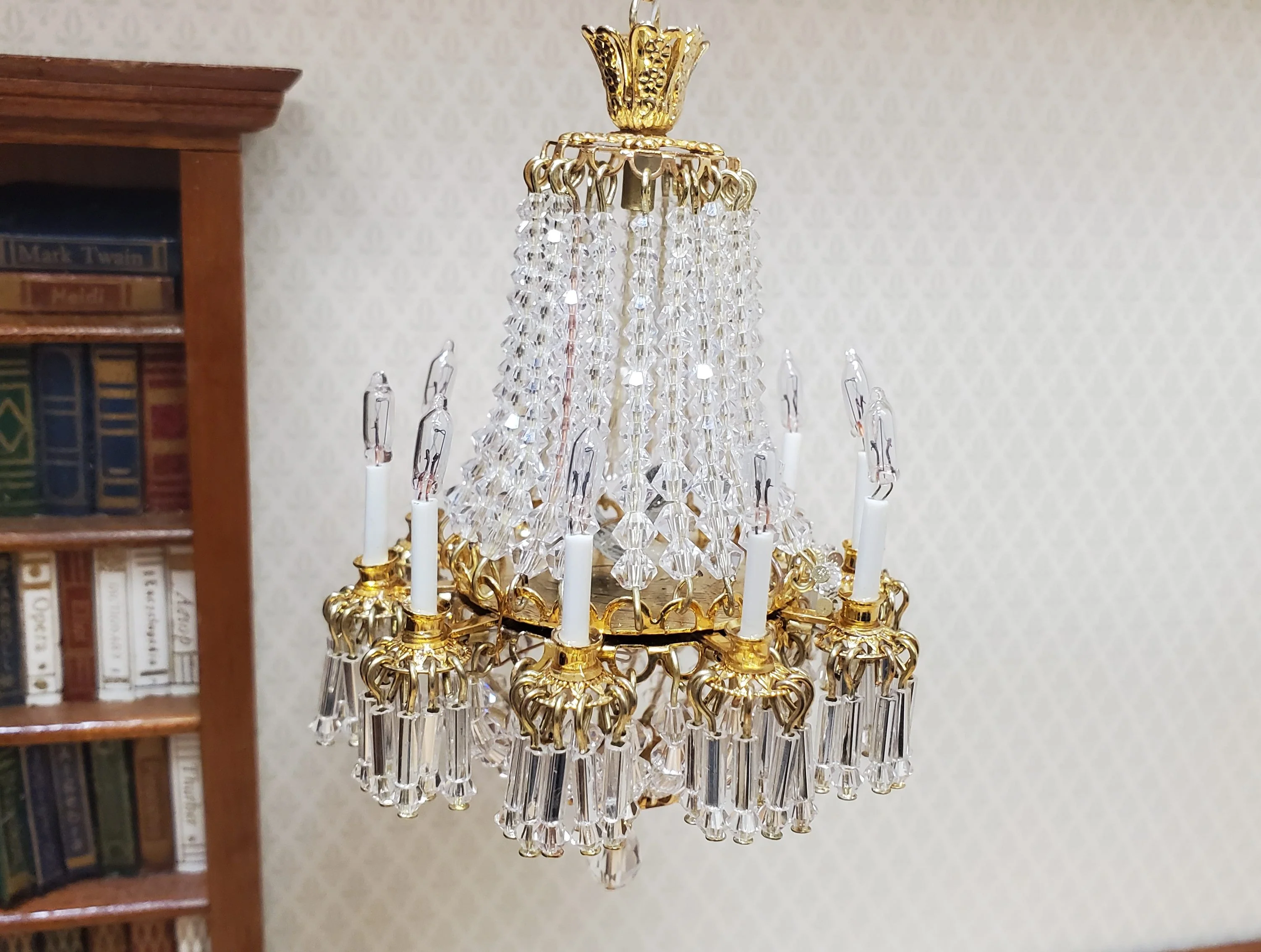 Dollhouse Grand Crystal Chandelier 10 Arm Real Glass 12 Volt 1:12 Scale - Image 6