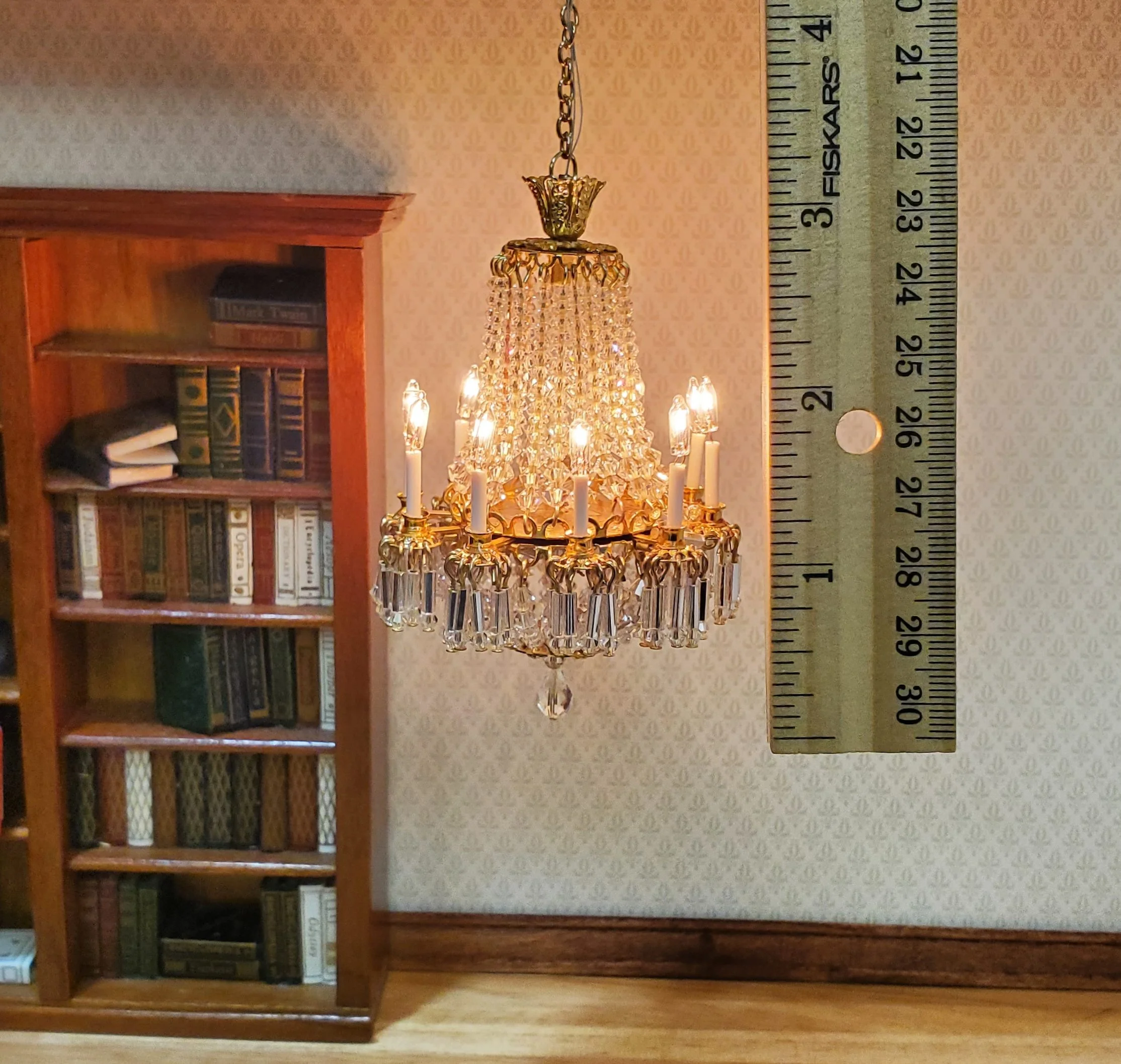 Dollhouse Grand Crystal Chandelier 10 Arm Real Glass 12 Volt 1:12 Scale - Image 7