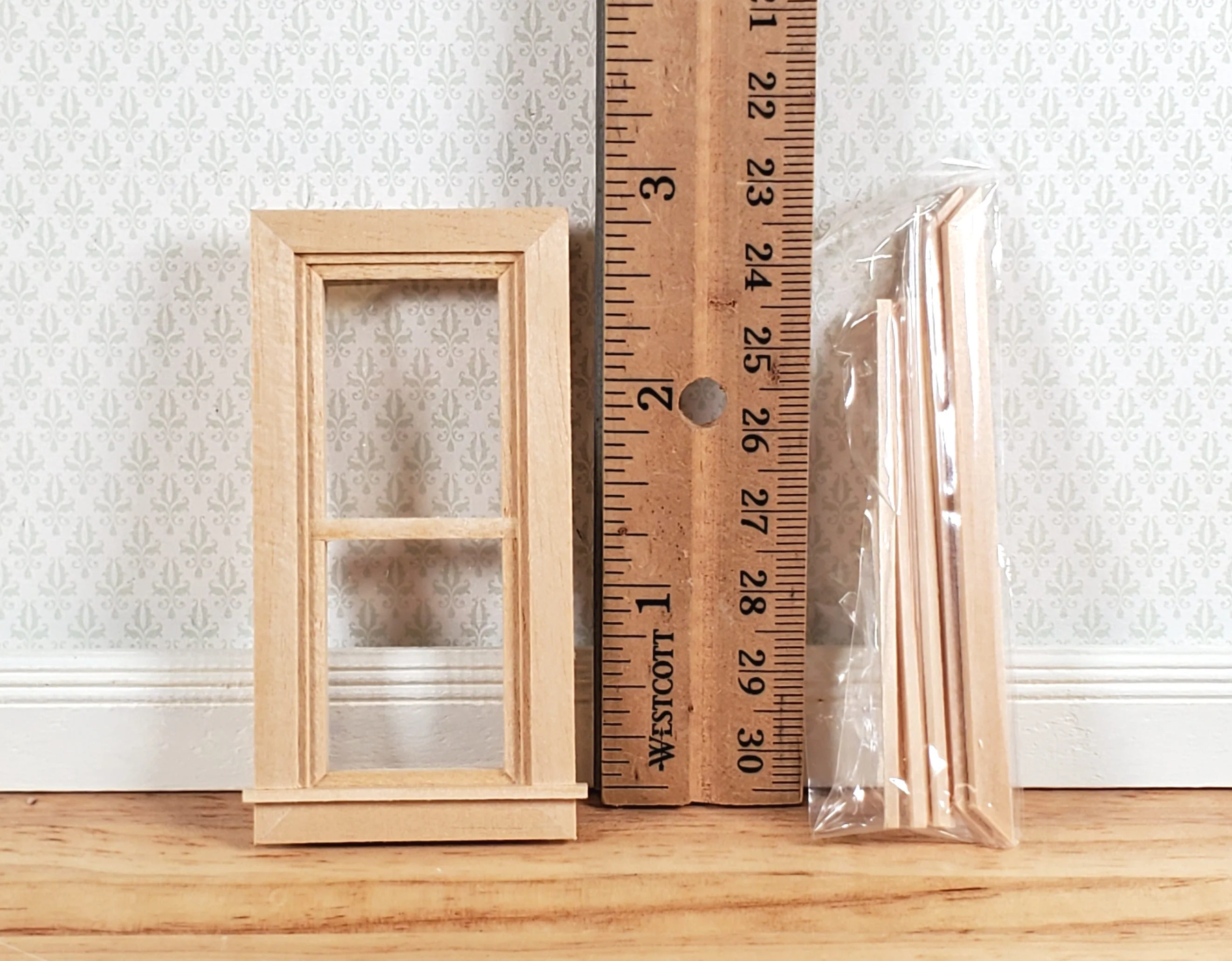 Dollhouse HALF SCALE 1:24 Window with Interior Trim Wood HWH5032 Houseworks - Image 4