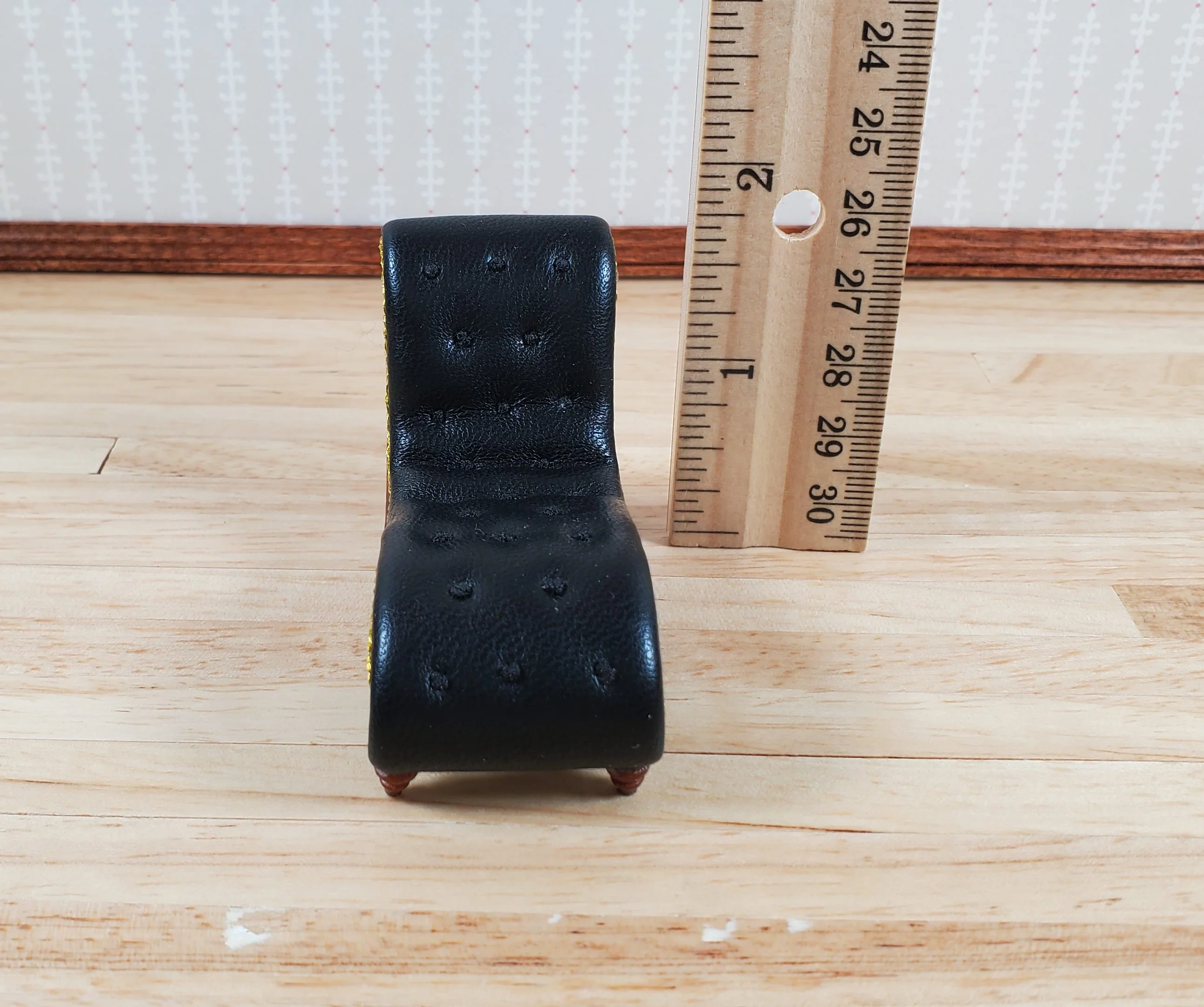 Dollhouse HALF SCALE Chase Lounger Sofa Art Nouveau 1:24 Furniture Faux Leather - Image 4