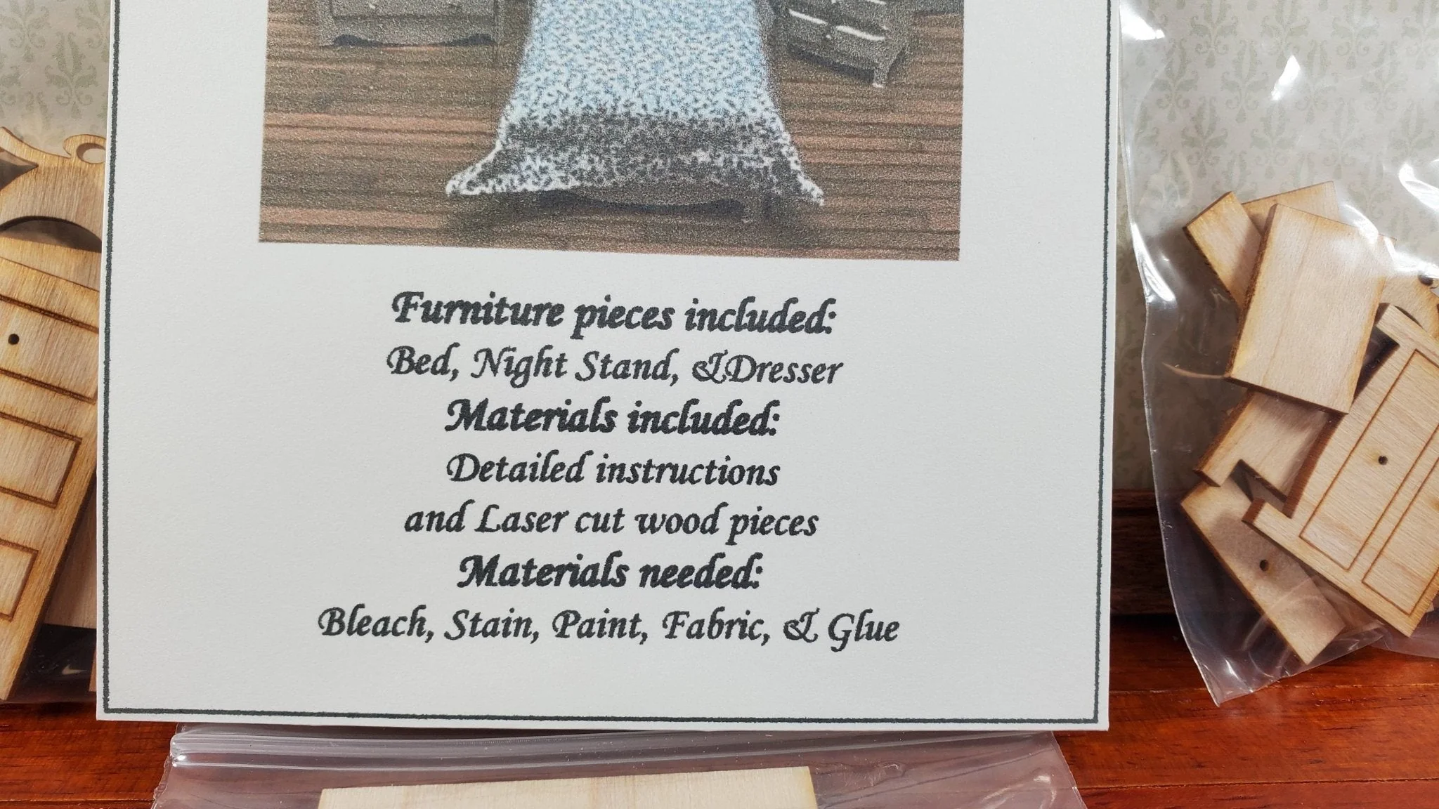 Dollhouse Half Scale Furniture Kit DIY Victorian Childs Bedroom Bed Dresser 1:24 - Image 2