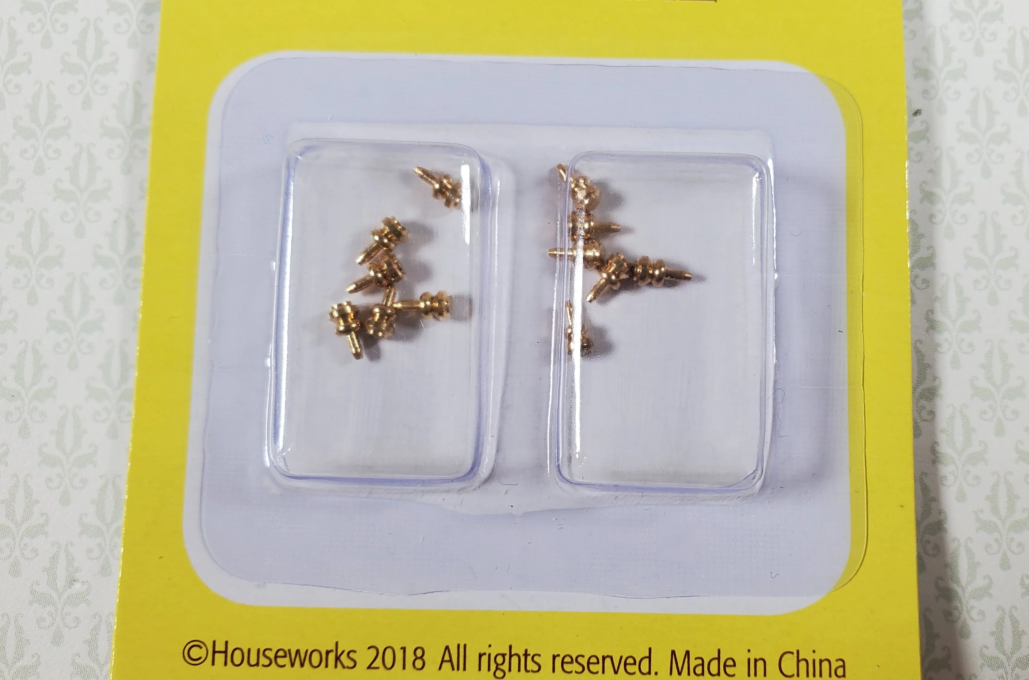 Dollhouse HALF SCALE Gold Brass Knobs Drawer Pulls Set of 12 Houseworks H1116 - Image 3