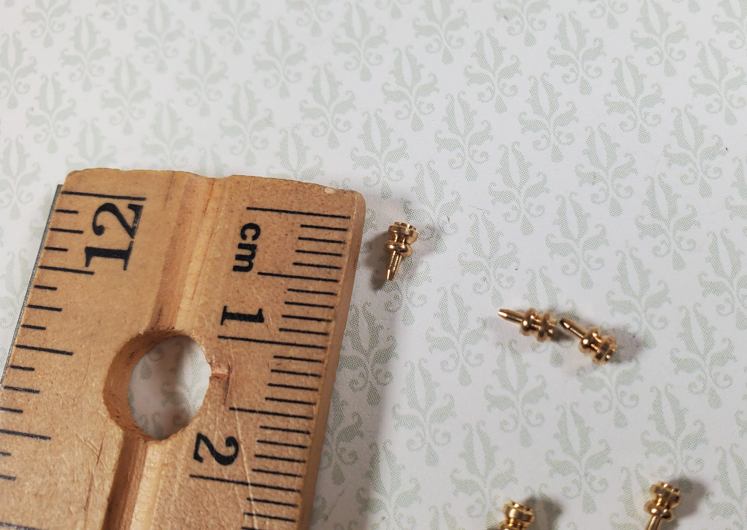 Dollhouse HALF SCALE Gold Brass Knobs Drawer Pulls Set of 12 Houseworks H1116 - Image 5