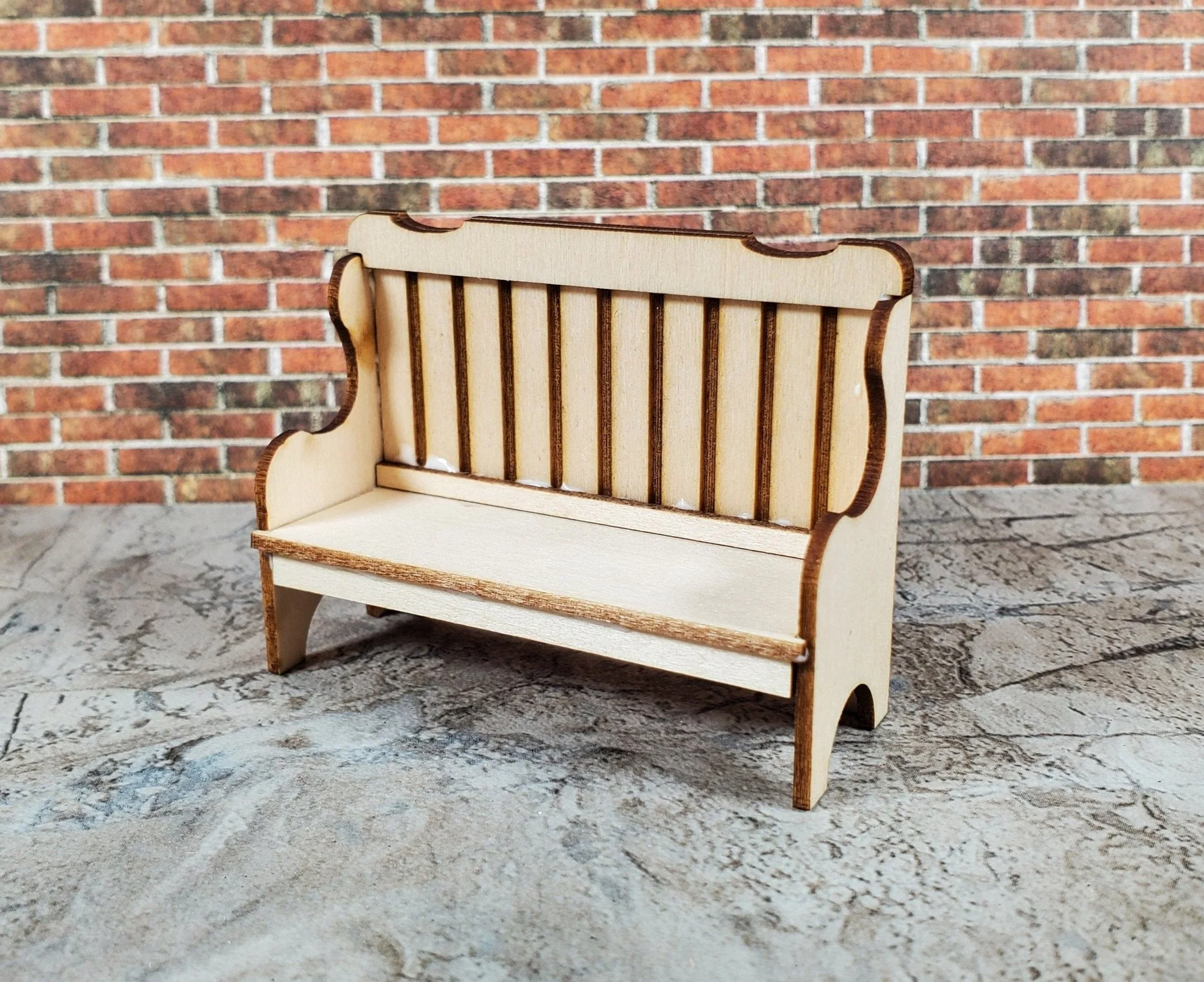 Dollhouse HALF SCALE High Back Bench DIY Kit 1:24 Miniature Wood Furniture