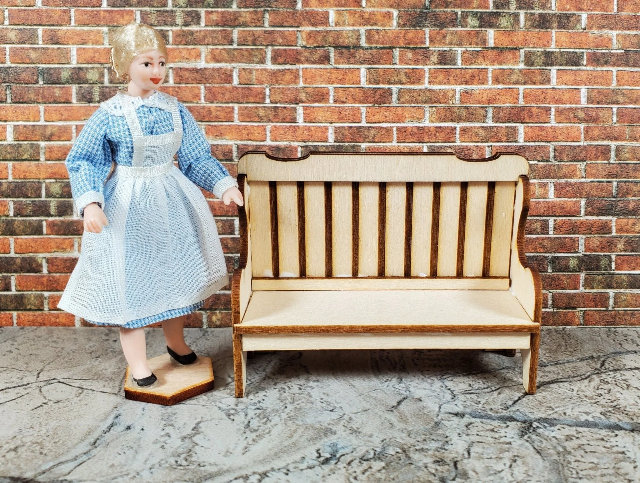 Dollhouse HALF SCALE High Back Bench DIY Kit 1:24 Miniature Wood Furniture - Image 4