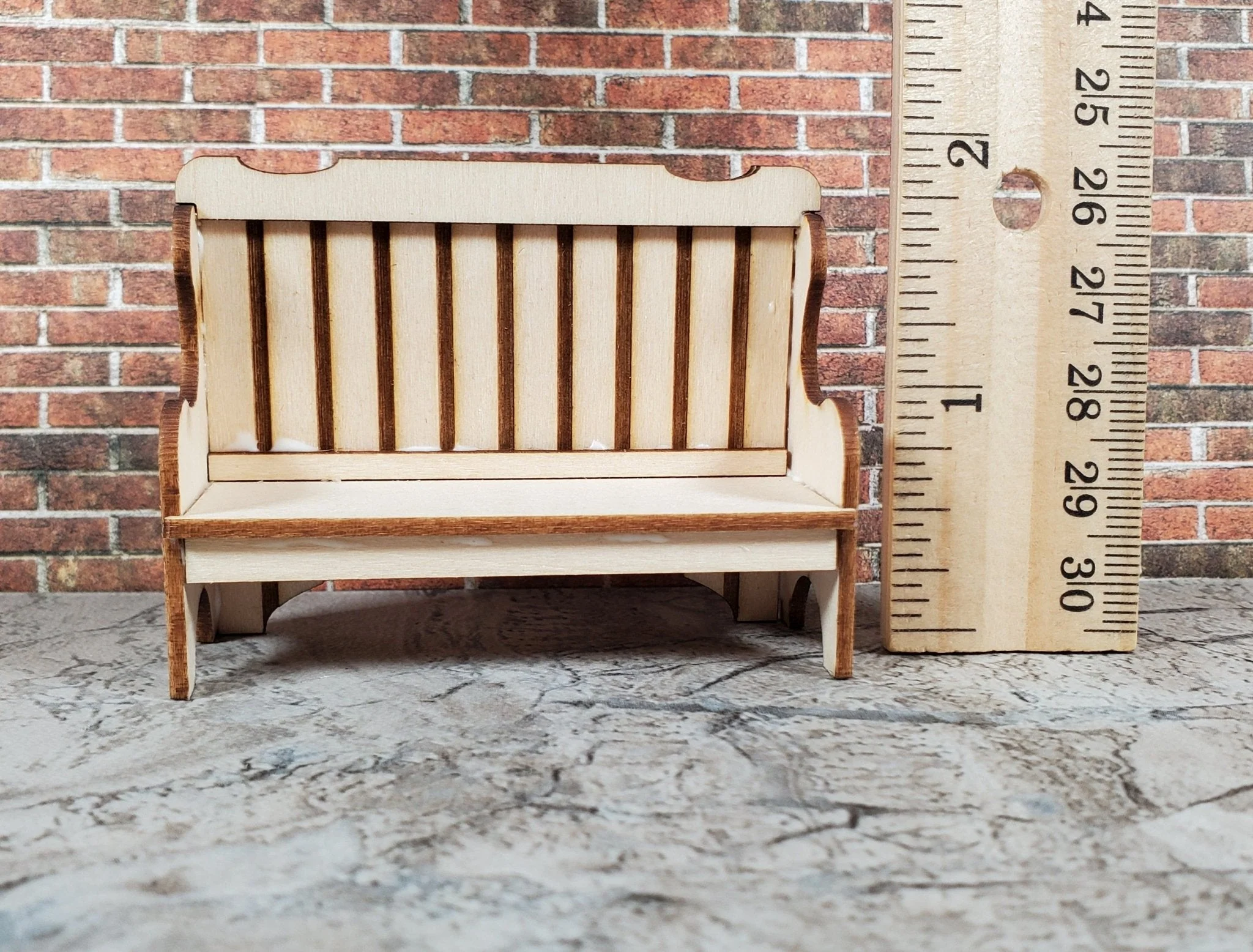 Dollhouse HALF SCALE High Back Bench DIY Kit 1:24 Miniature Wood Furniture - Image 5