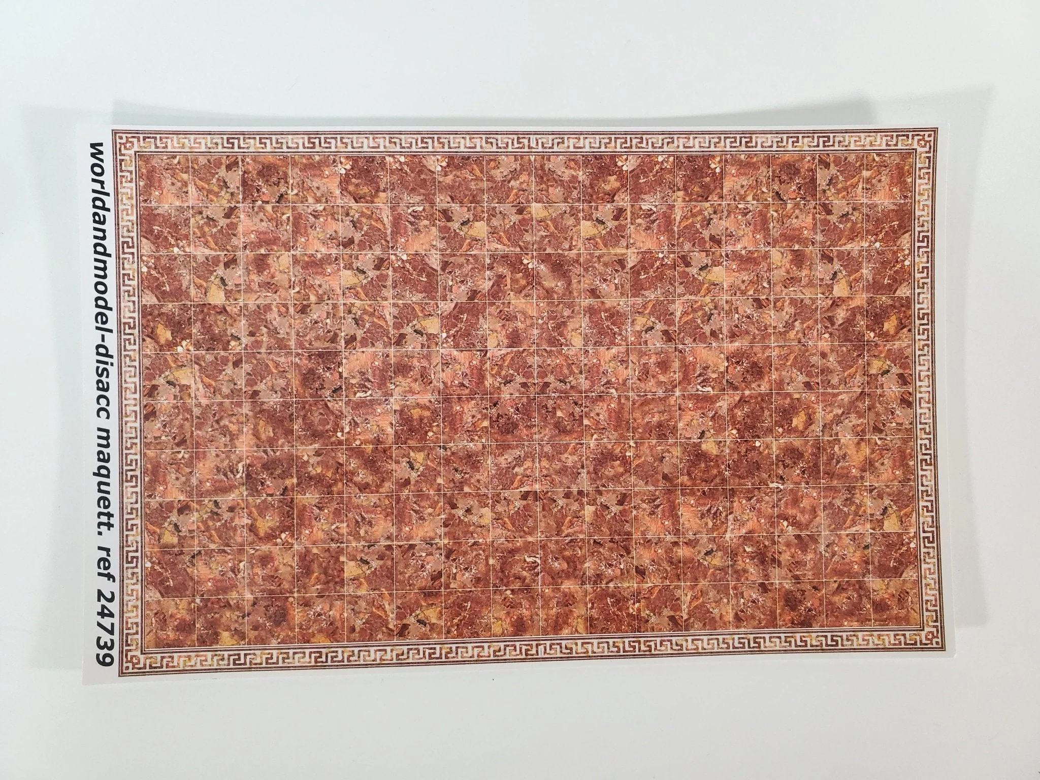 Dollhouse HALF SCALE Marble Tile Sheet with Border Rusty Salmon Floor 1:24 World Model