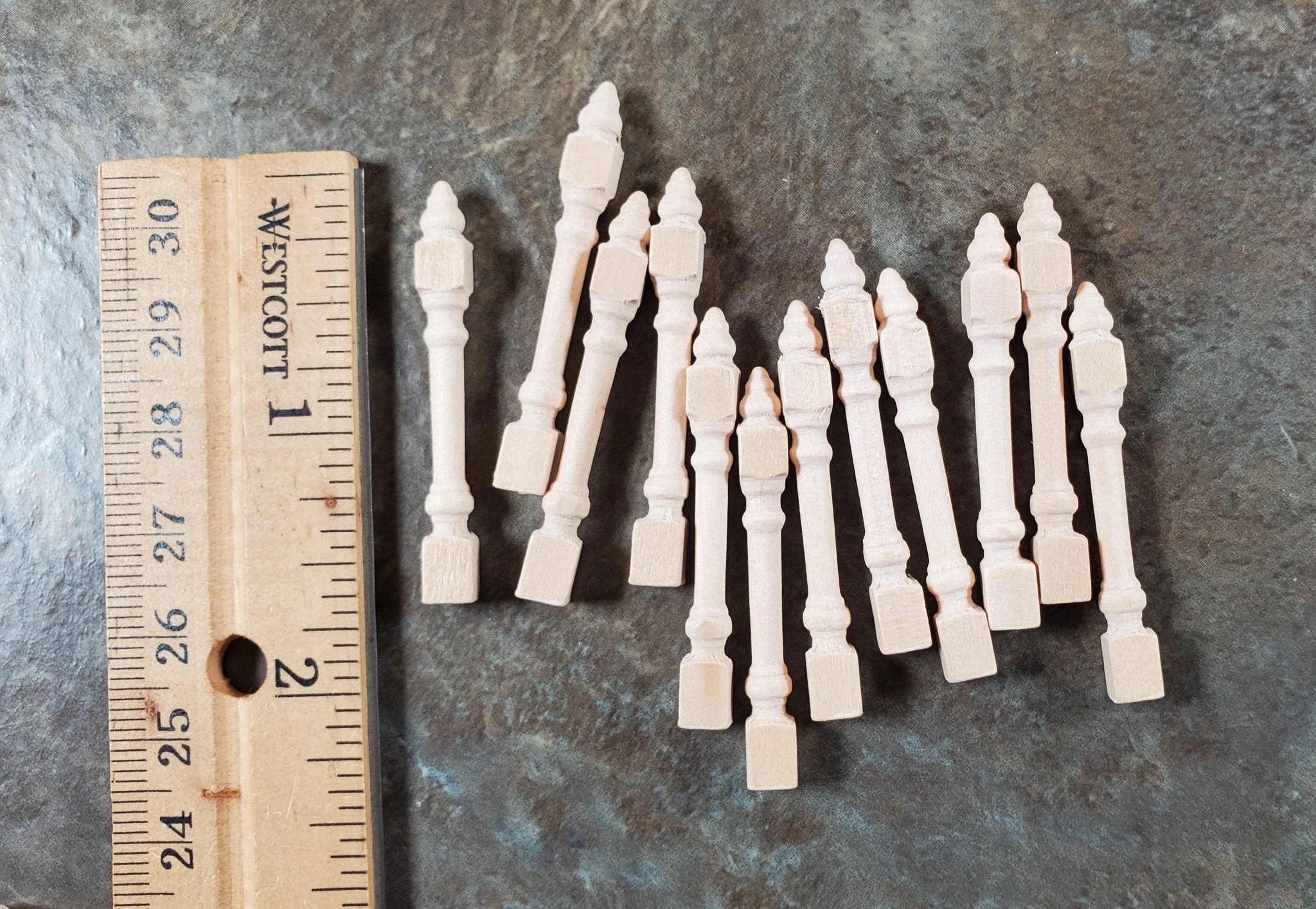 Dollhouse HALF SCALE Newel Posts Set of 12 1:24 1 5/8" Tall - Image 2