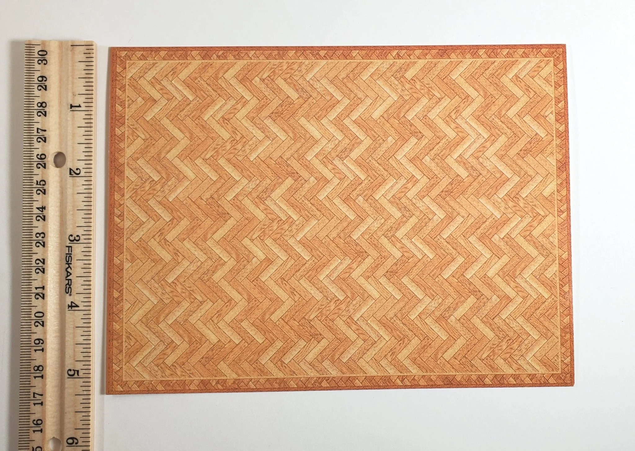 Dollhouse HALF SCALE Parquet Wood Floor Cardstock 1:24 Miniature World Model - Image 3