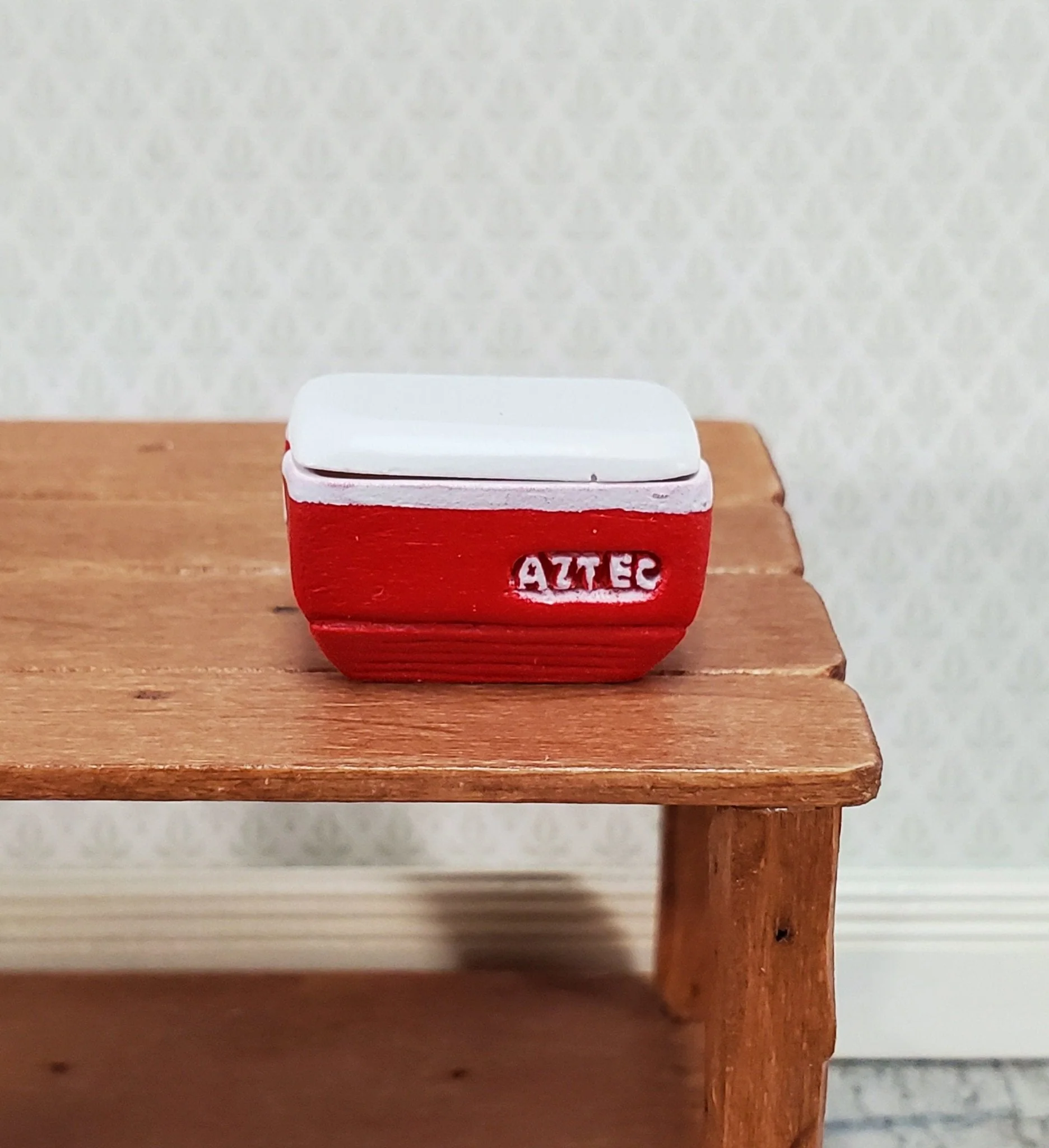 Dollhouse HALF SCALE Red Cooler with Removable Lid Ice Chest Modern 1:24 Scale Dollhouse