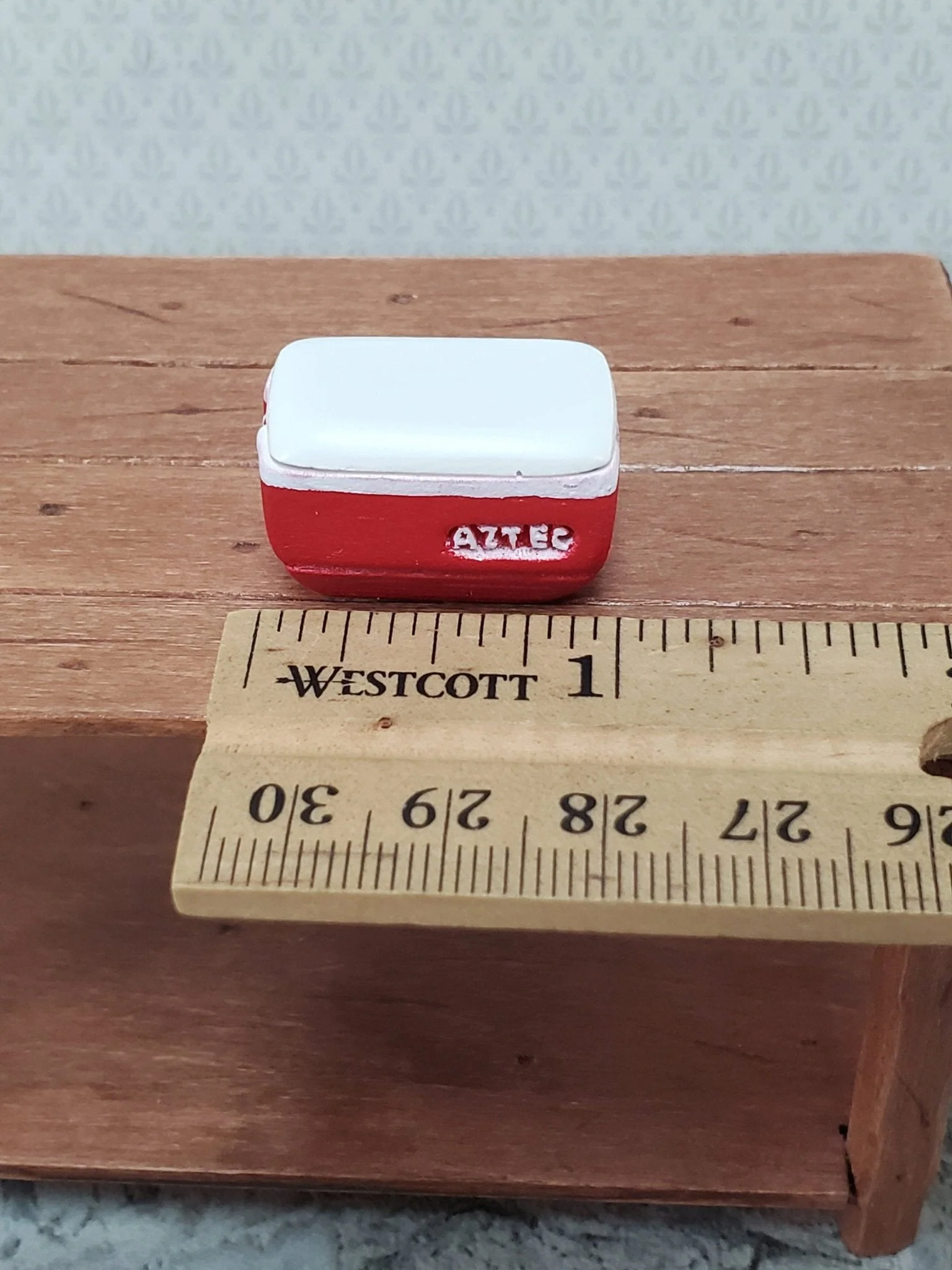 Dollhouse HALF SCALE Red Cooler with Removable Lid Ice Chest Modern 1:24 Scale Dollhouse - Image 3