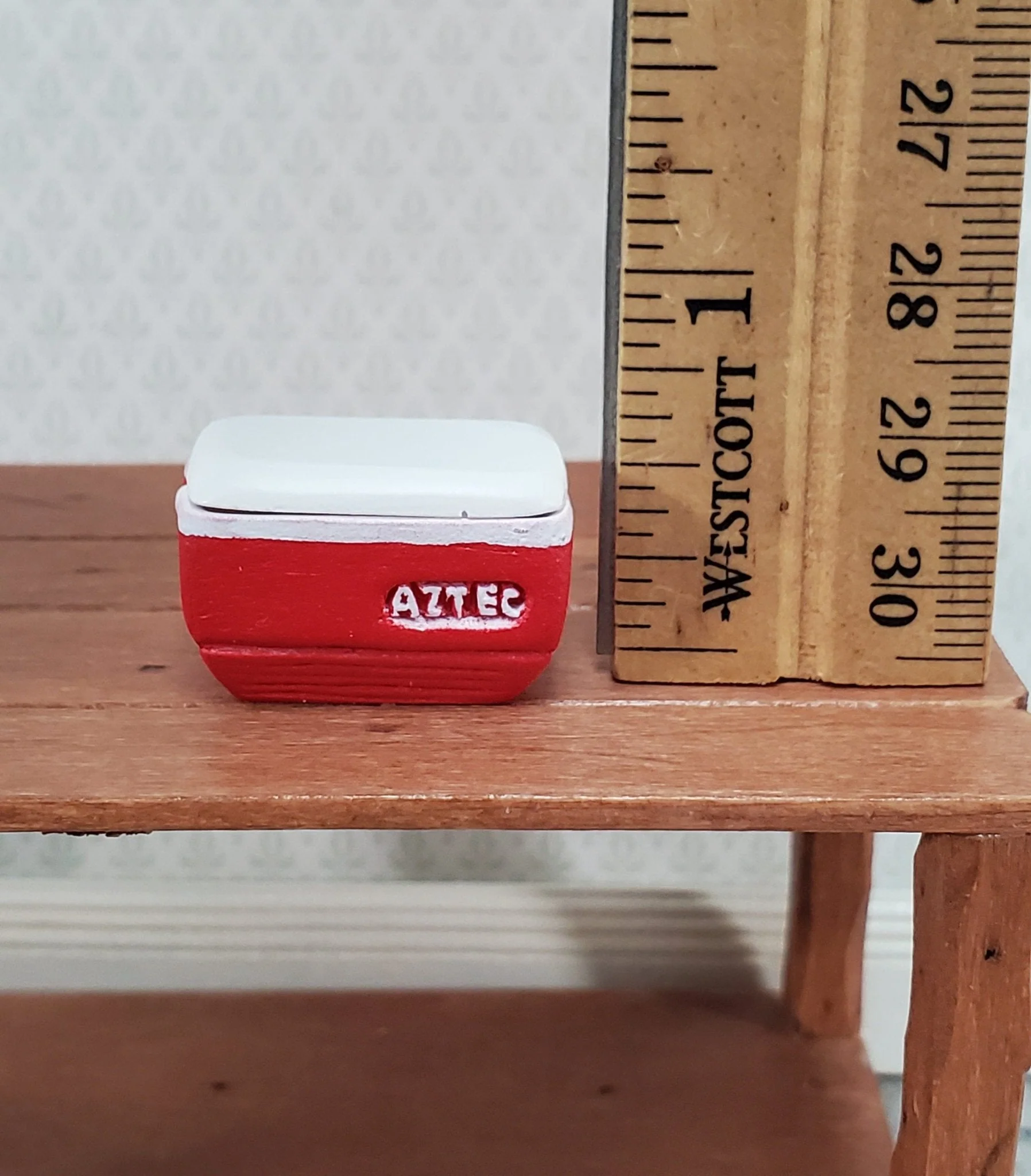 Dollhouse HALF SCALE Red Cooler with Removable Lid Ice Chest Modern 1:24 Scale Dollhouse - Image 4